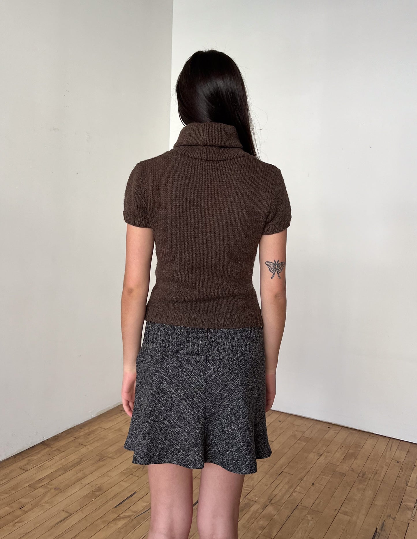 Fendi Brown Rhinestone Cropped Sweater