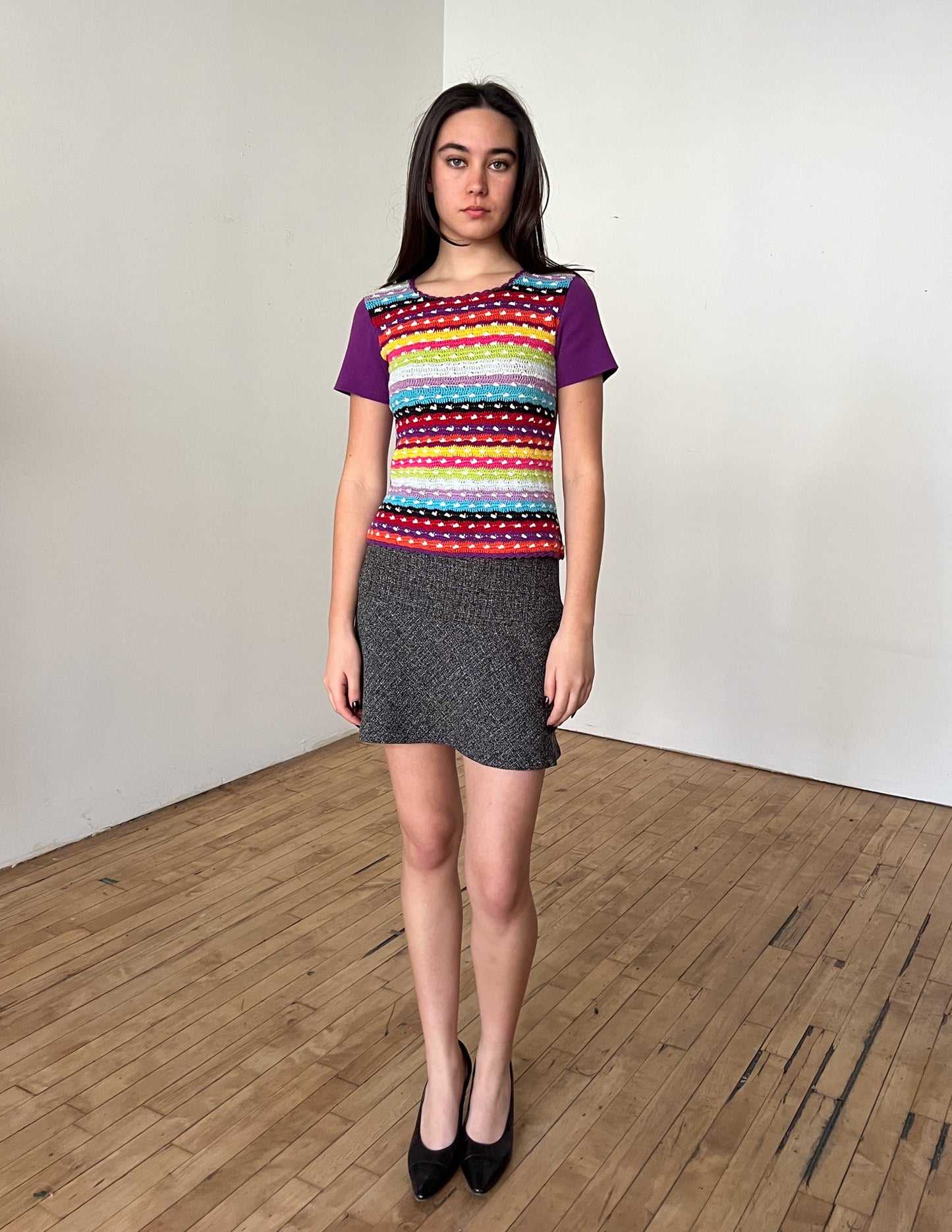 D&G Dolce & Gabbana Sparkle Rainbow Knit Tee