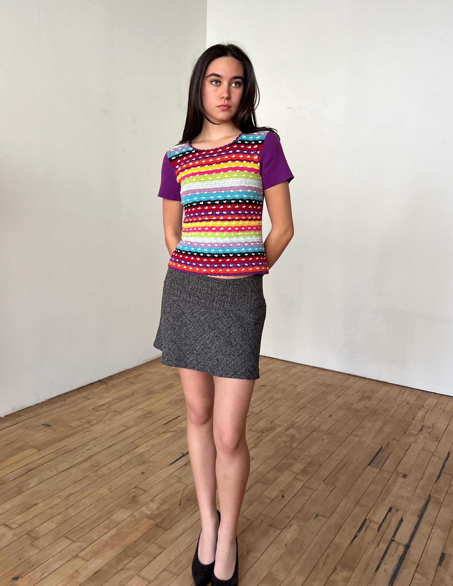 D&G Dolce & Gabbana Sparkle Rainbow Knit Tee