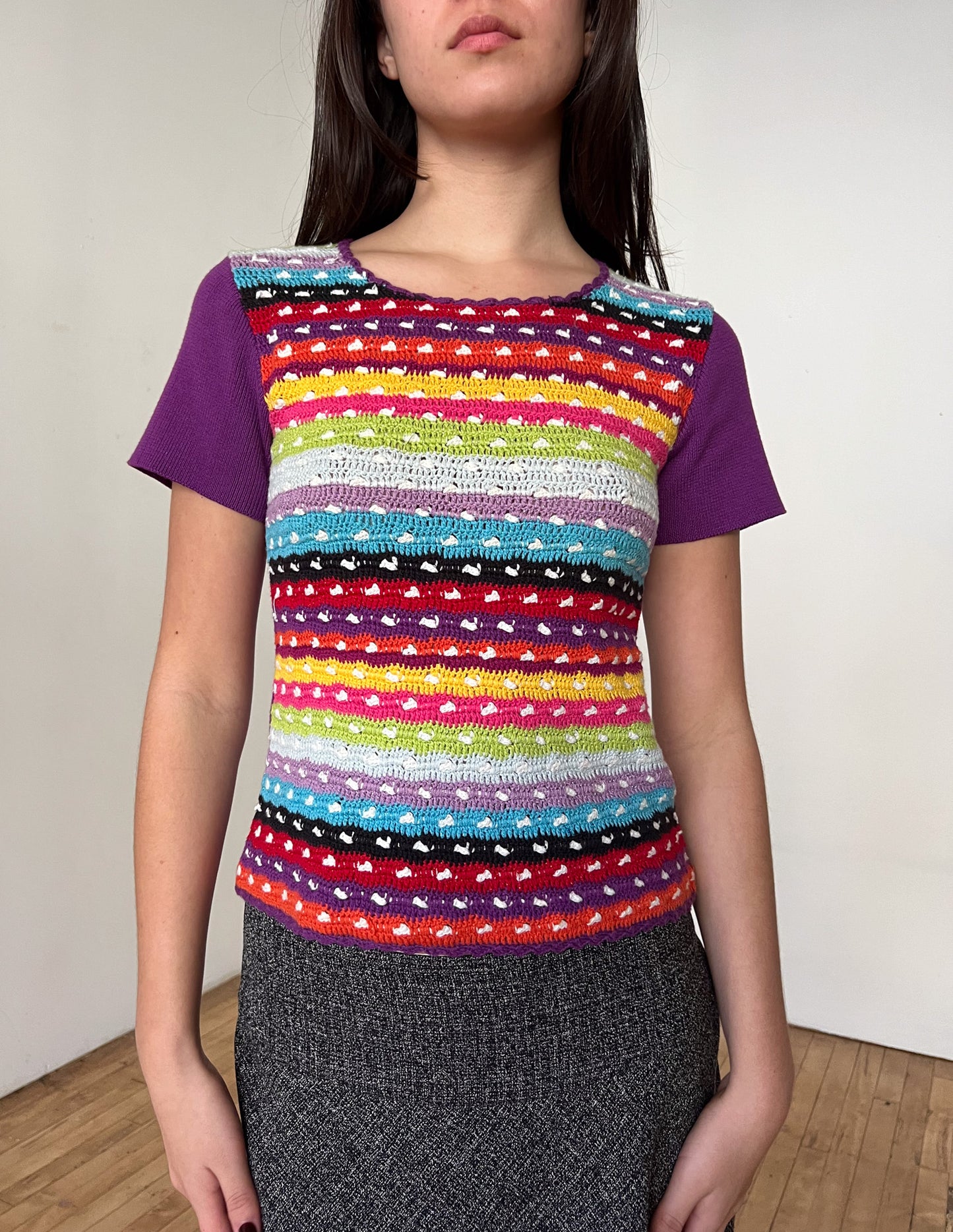 D&G Dolce & Gabbana Sparkle Rainbow Knit Tee