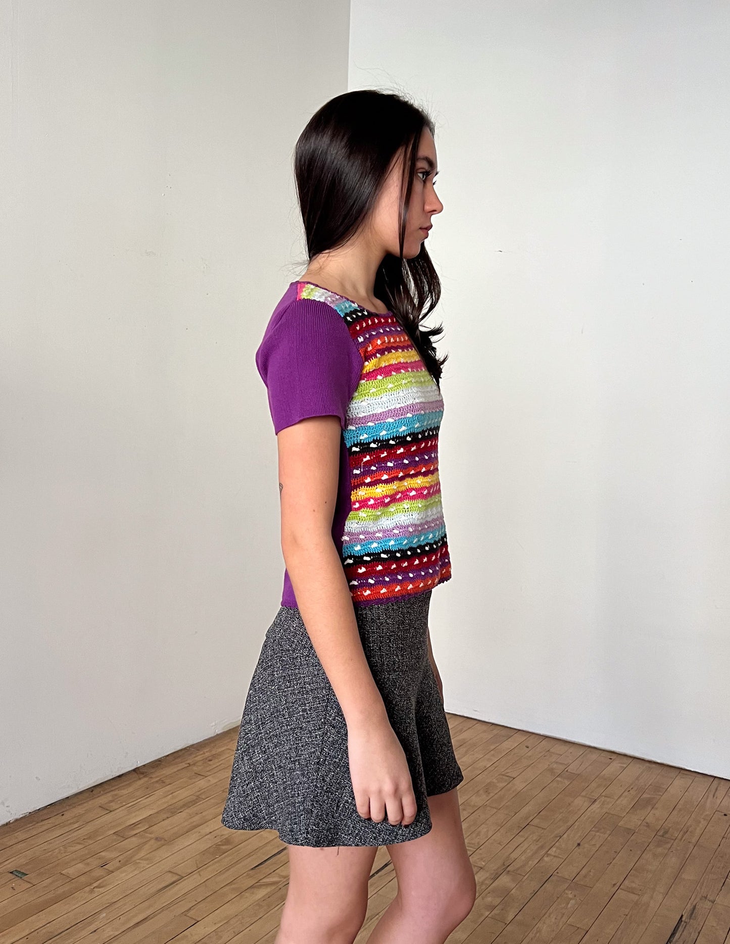 D&G Dolce & Gabbana Sparkle Rainbow Knit Tee