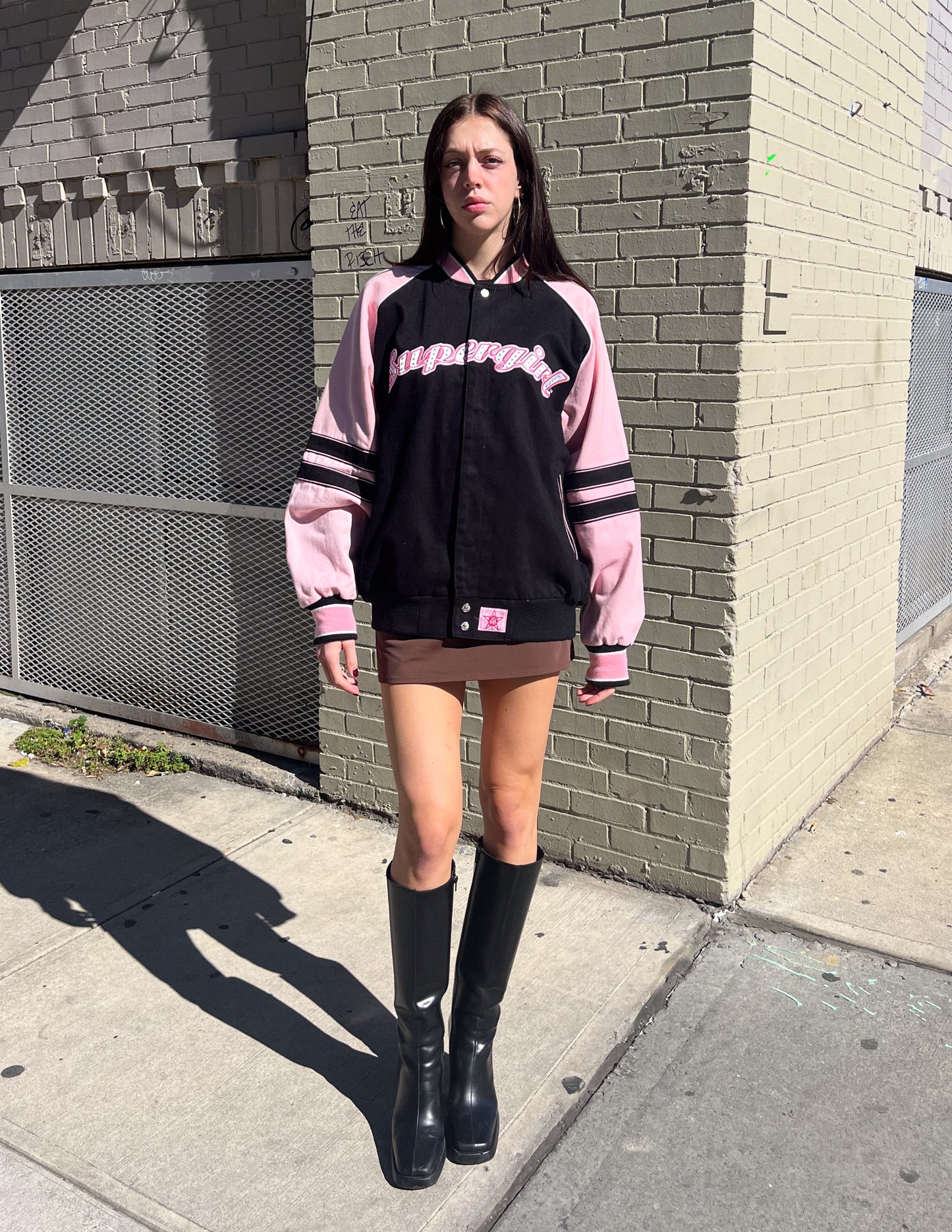 Vtg Supergirl Rhinestone Detail Varsity Jacket