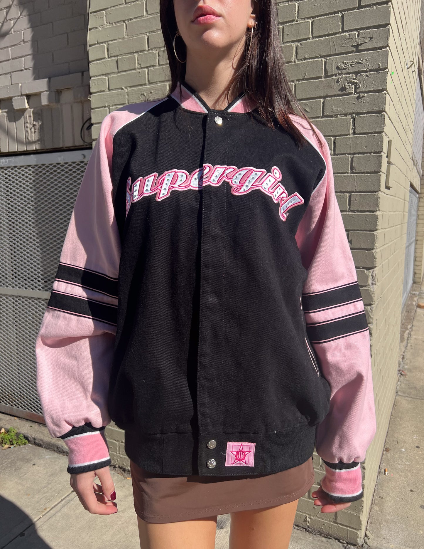 Vtg Supergirl Rhinestone Detail Varsity Jacket