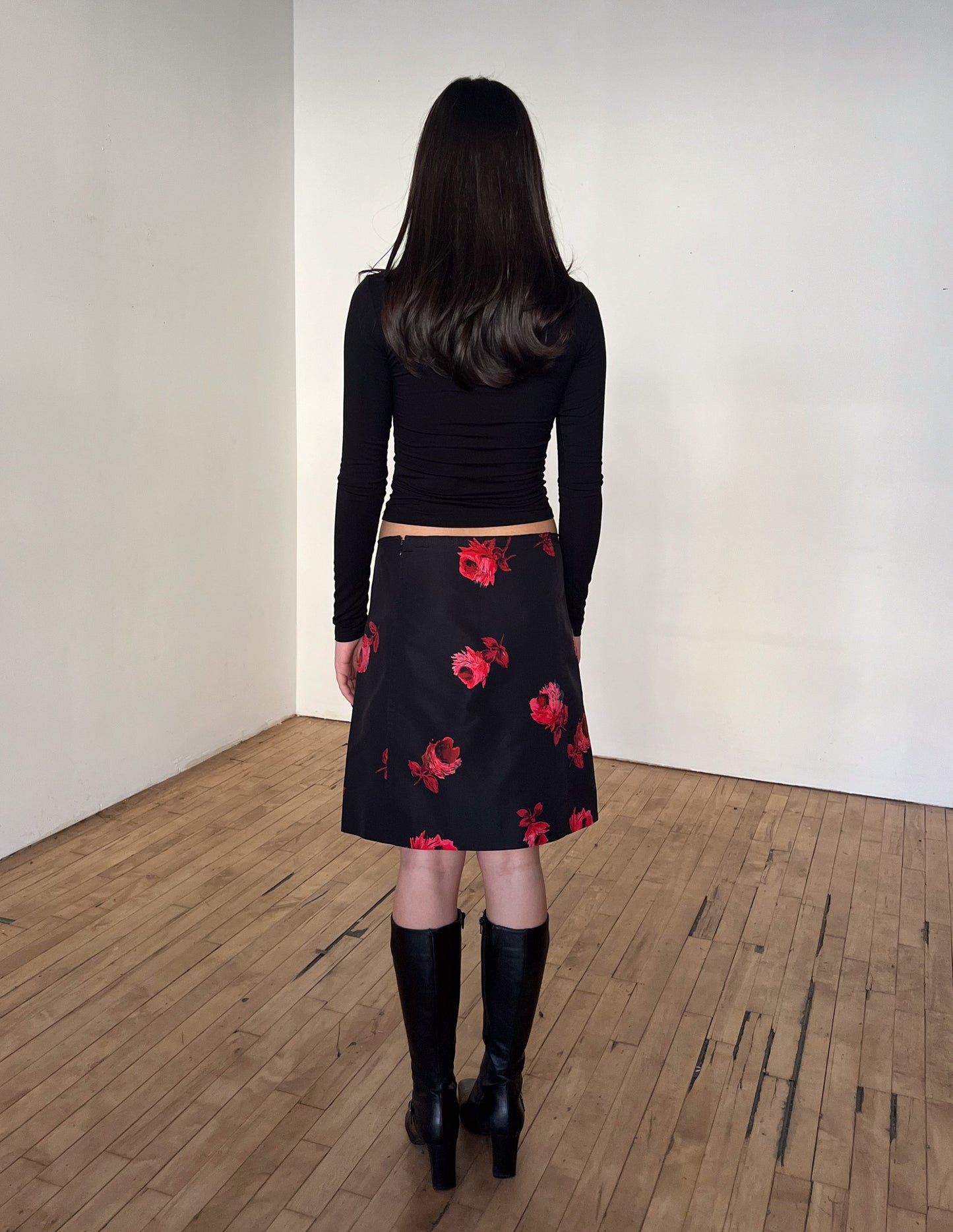 Prada 100% Silk Floral Skirt