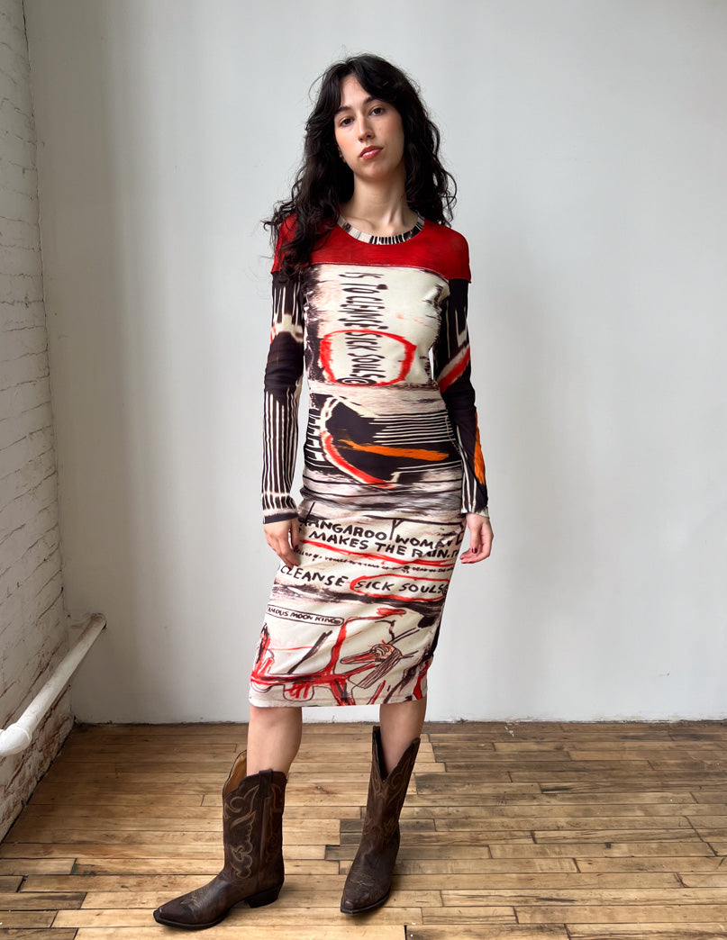 Alysi Mesh All Over Graphic Print Maxi