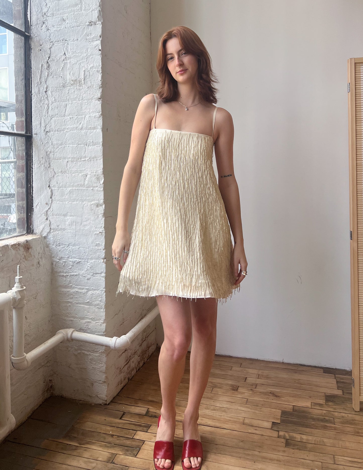 Emporio Armani Beaded Tassel Shift Dress