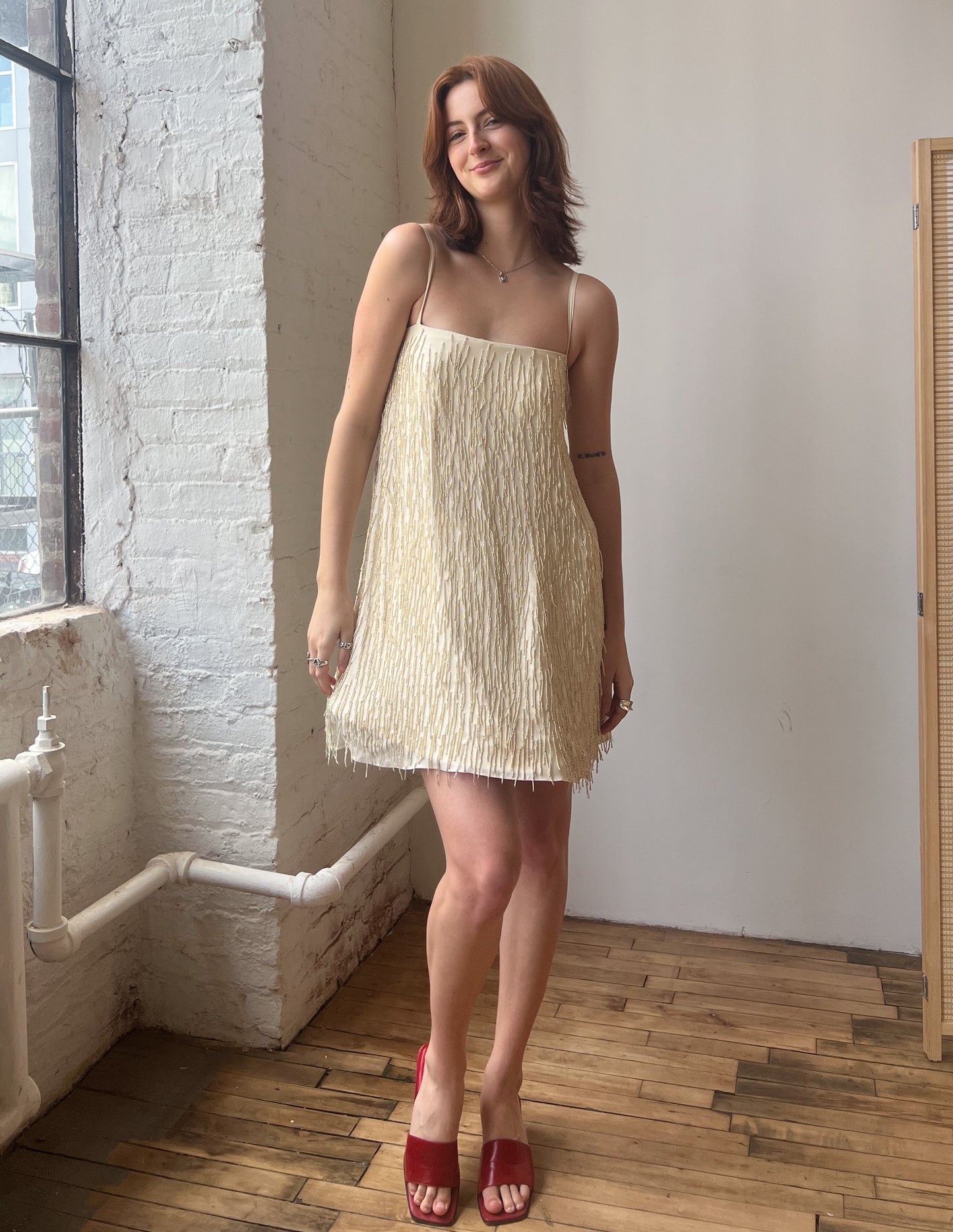 Emporio Armani Beaded Tassel Shift Dress