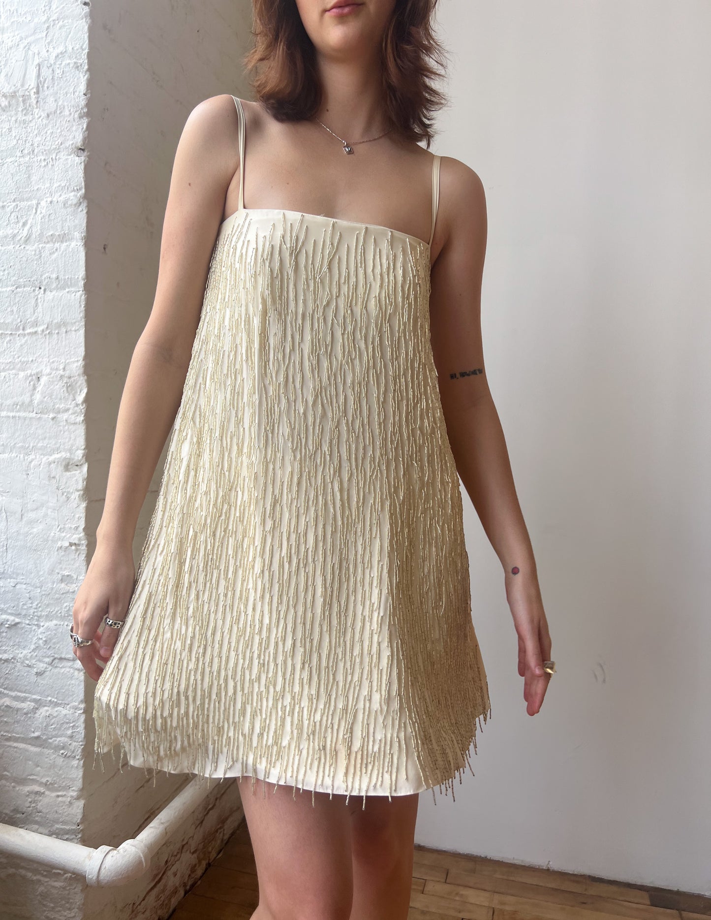 Emporio Armani Beaded Tassel Shift Dress