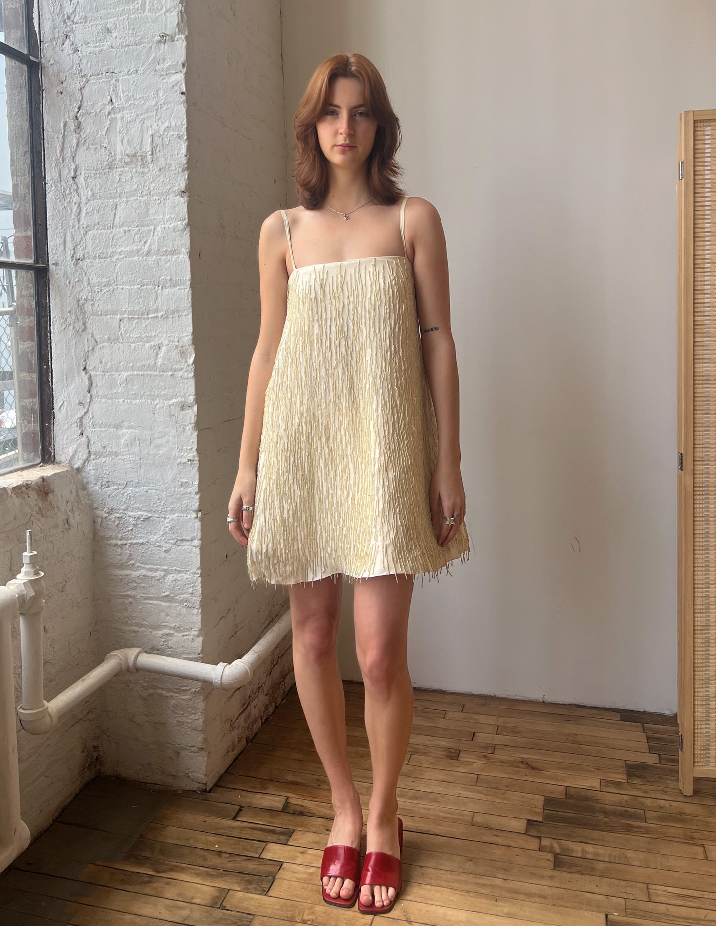 Emporio Armani Beaded Tassel Shift Dress