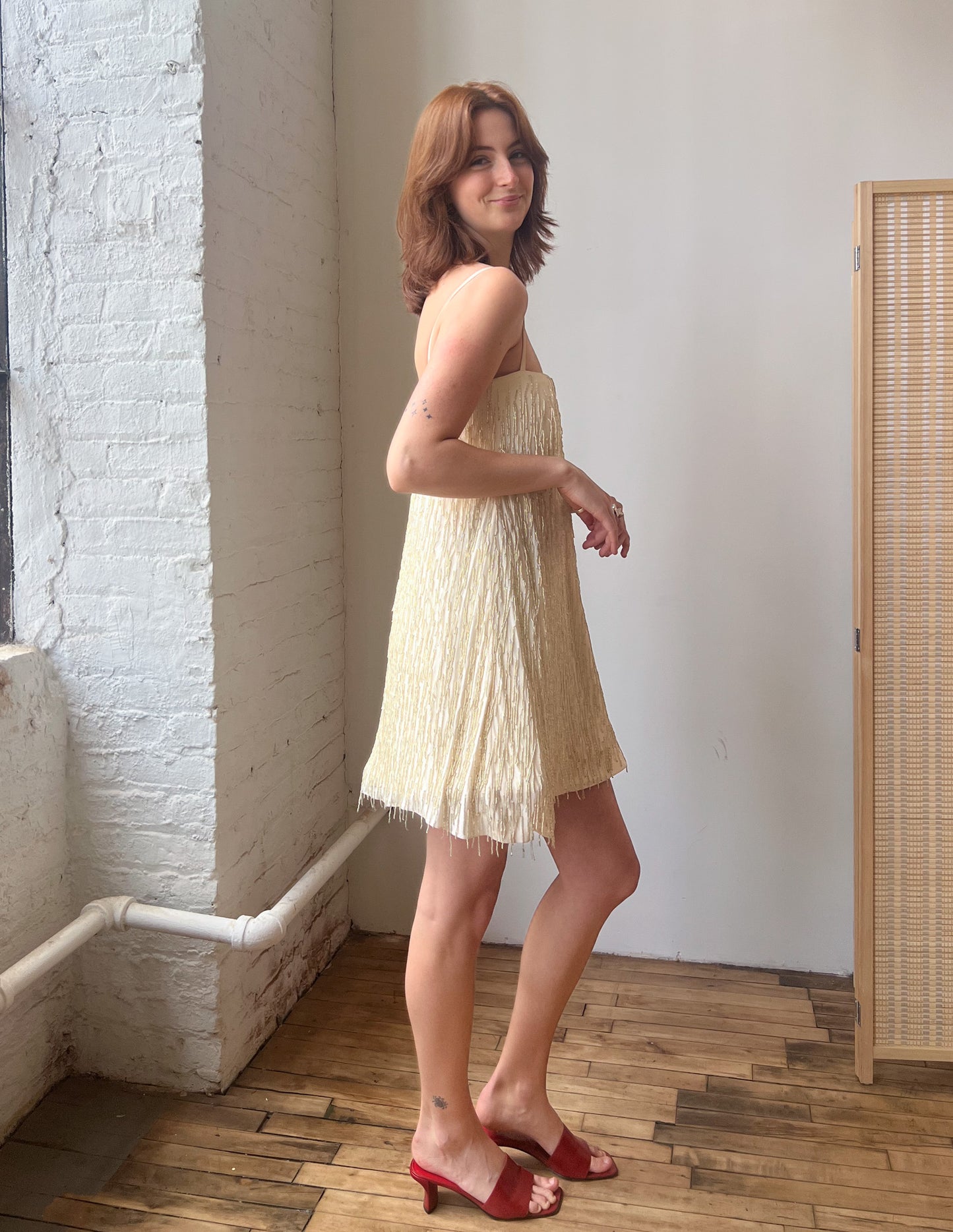 Emporio Armani Beaded Tassel Shift Dress