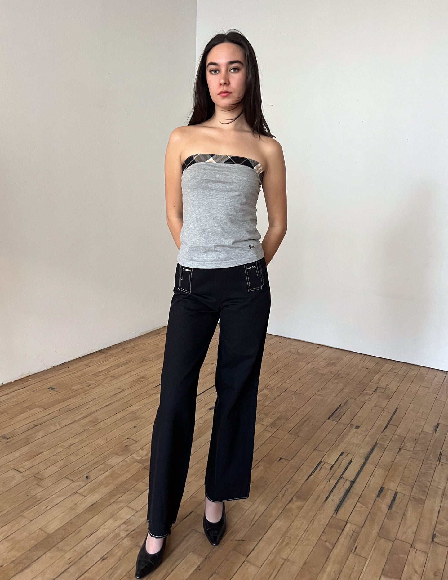 Burberry London Blue Label Check Trim Tube Top