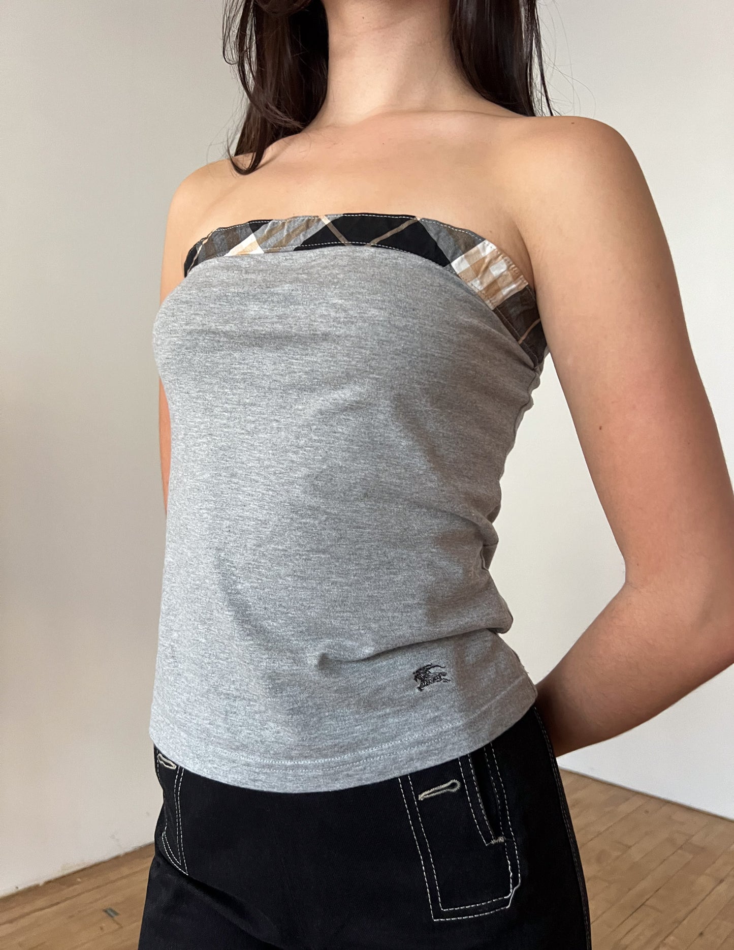 Burberry London Blue Label Check Trim Tube Top