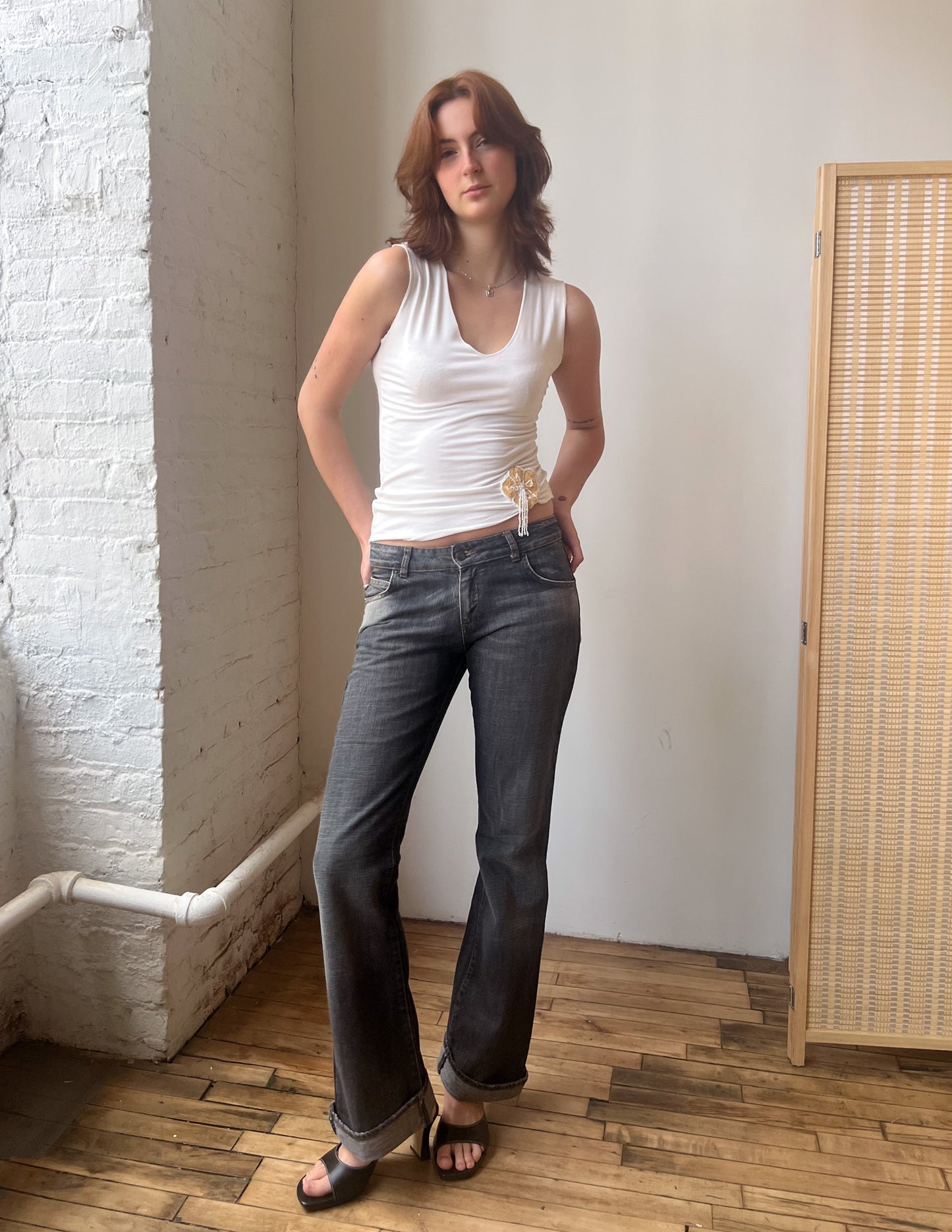 Just Cavalli Washed Black Cuffed Jeans