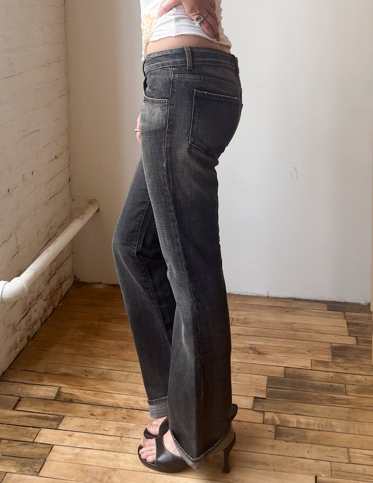 Just Cavalli Washed Black Cuffed Jeans