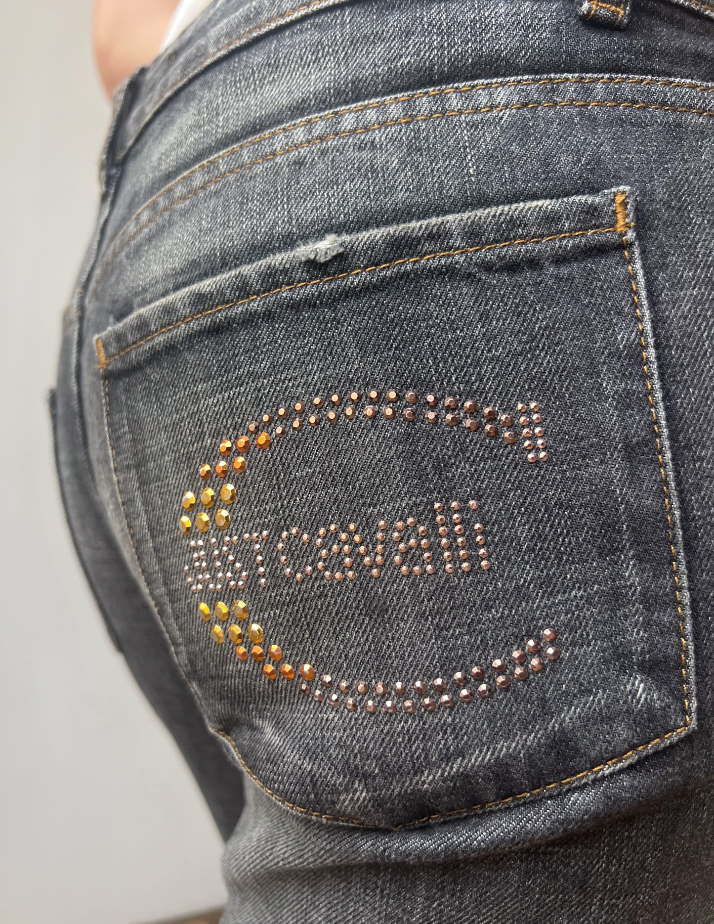 Just Cavalli Washed Black Cuffed Jeans