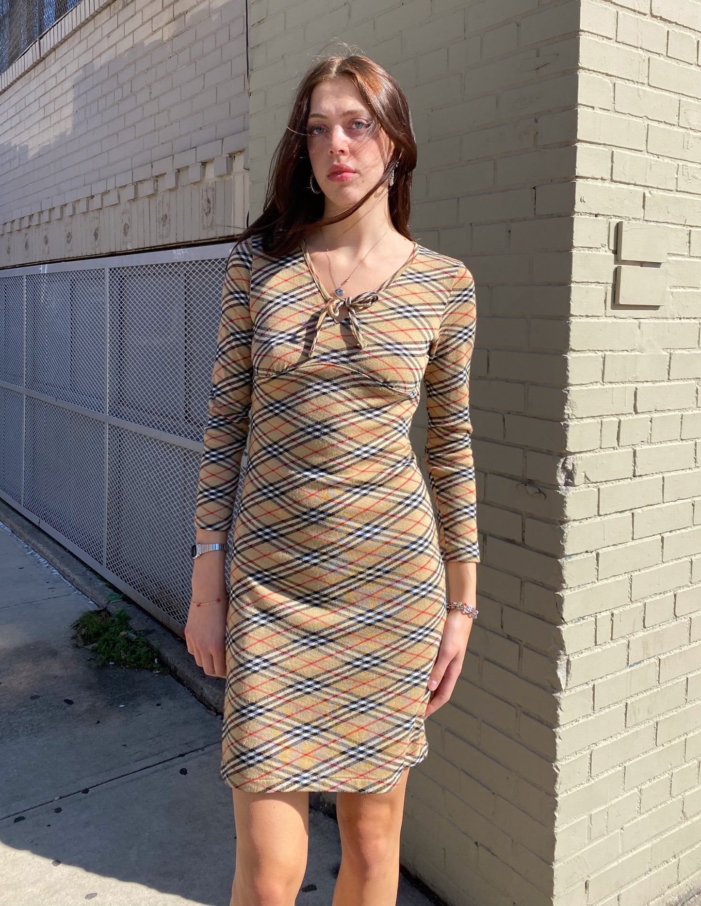 Burberry London Blue Label Check Knit Dress