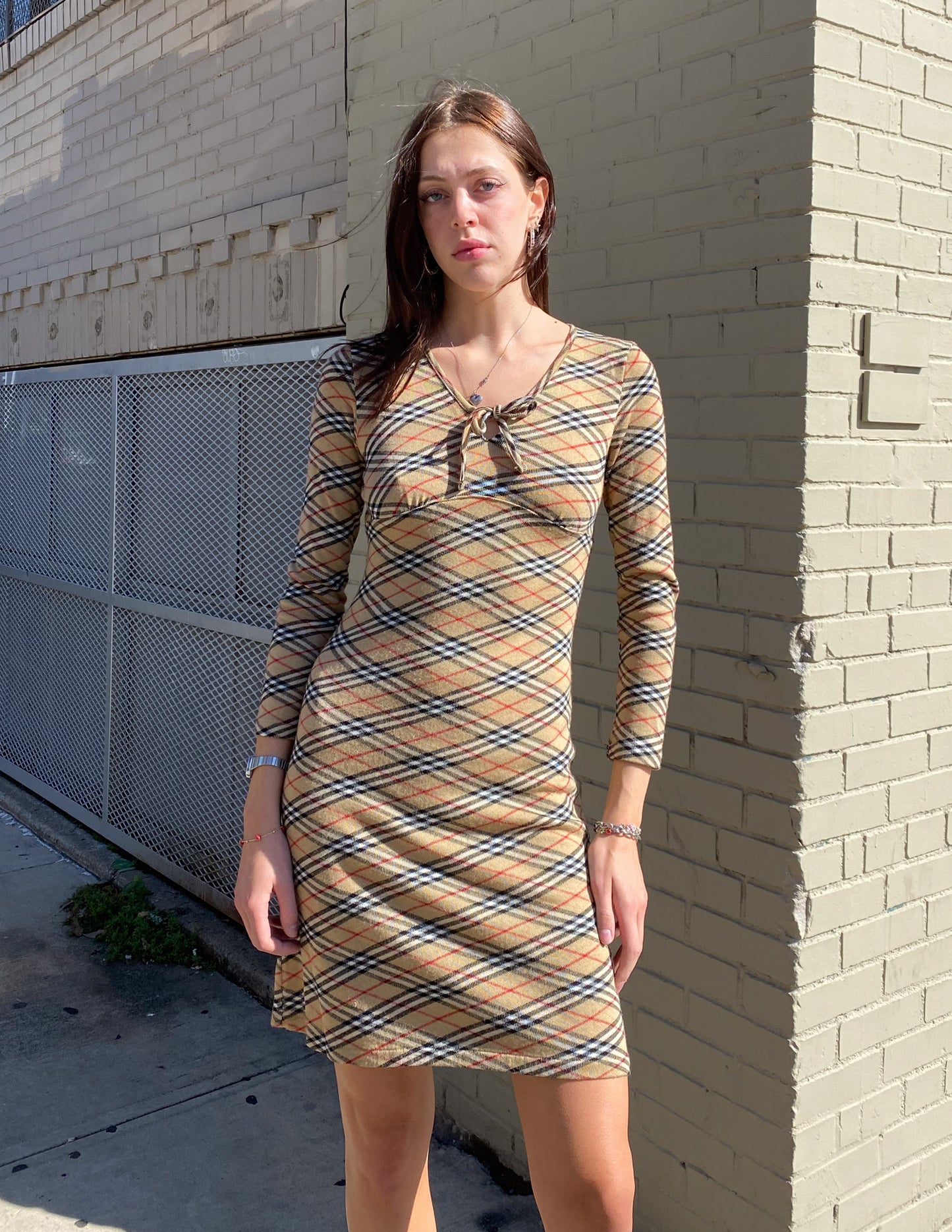 Burberry London Blue Label Check Knit Dress