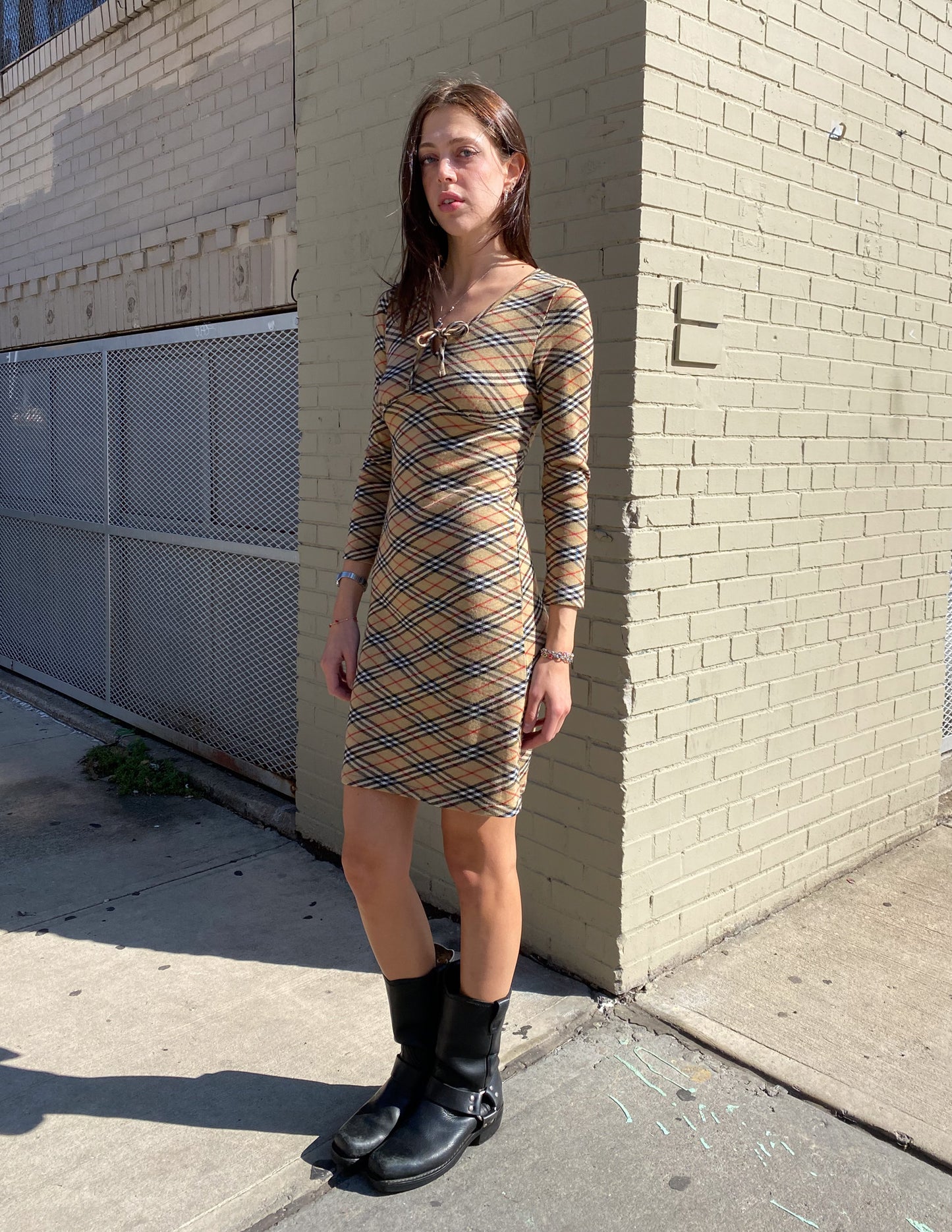 Burberry London Blue Label Check Knit Dress