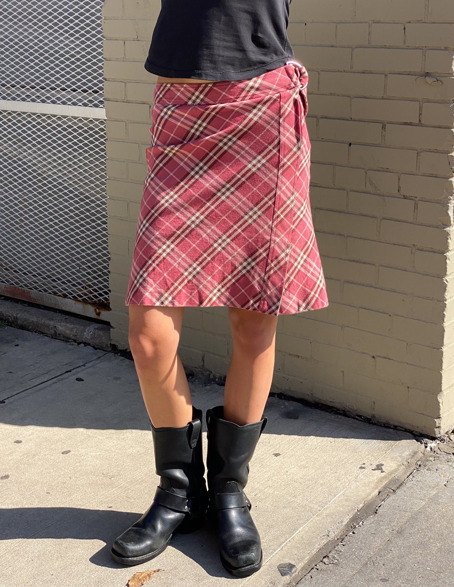 Burberry London Blue Label Pink Check Skirt