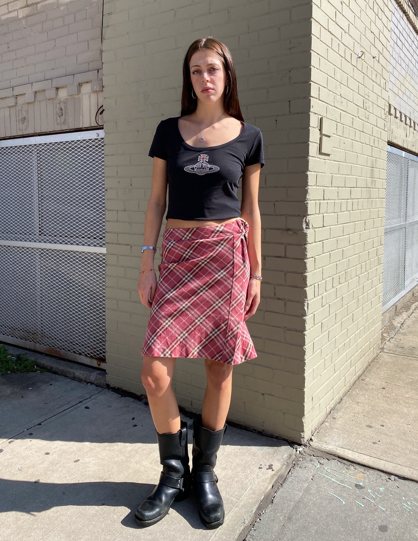 Burberry London Blue Label Pink Check Skirt