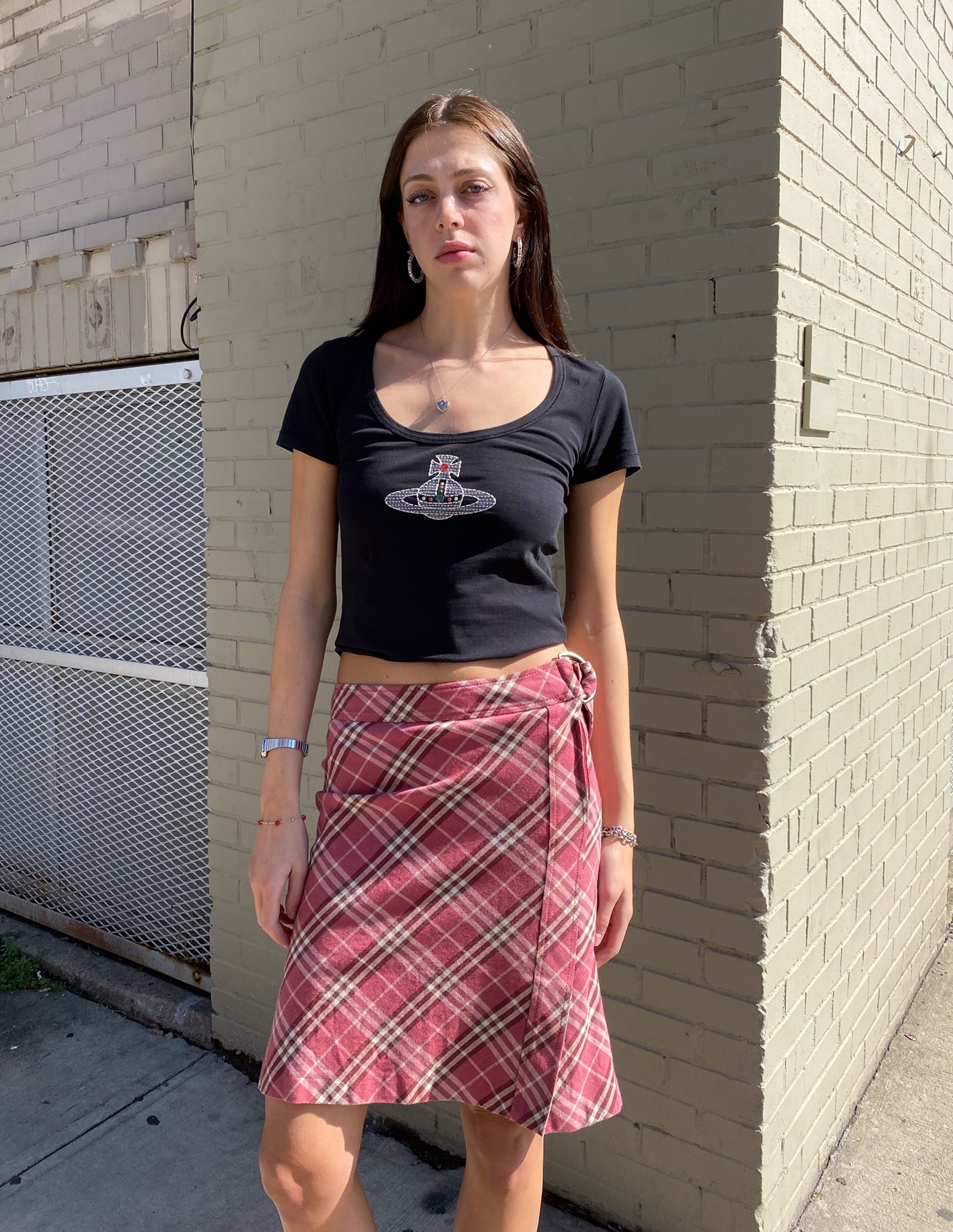 Burberry London Blue Label Pink Check Skirt