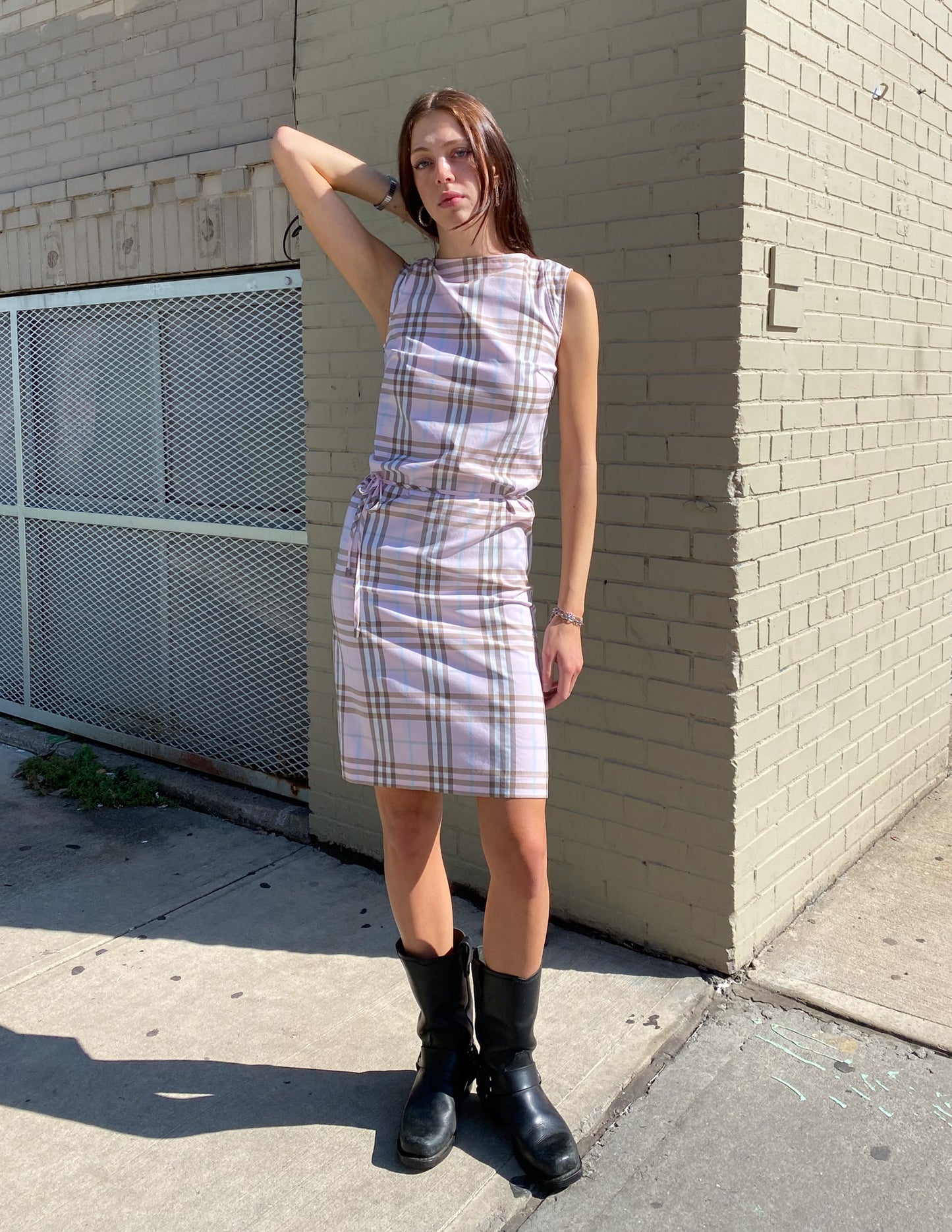 Burberry London Baby Pink Check Midi Dress