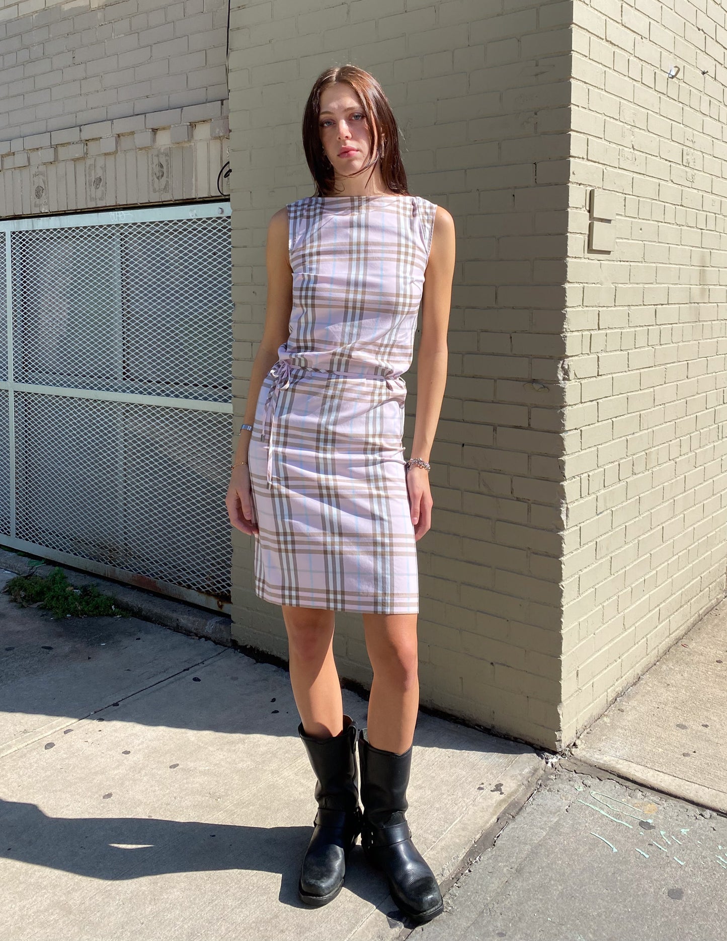 Burberry London Baby Pink Check Midi Dress