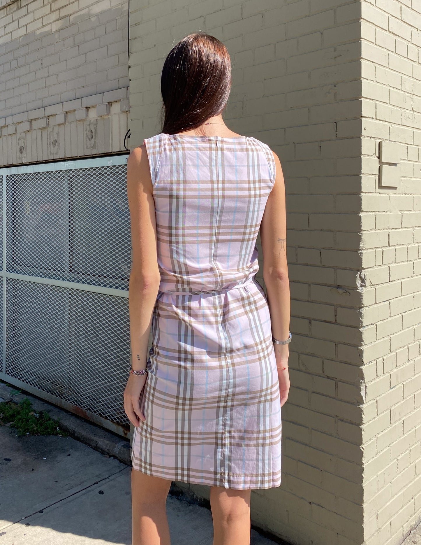 Burberry London Baby Pink Check Midi Dress