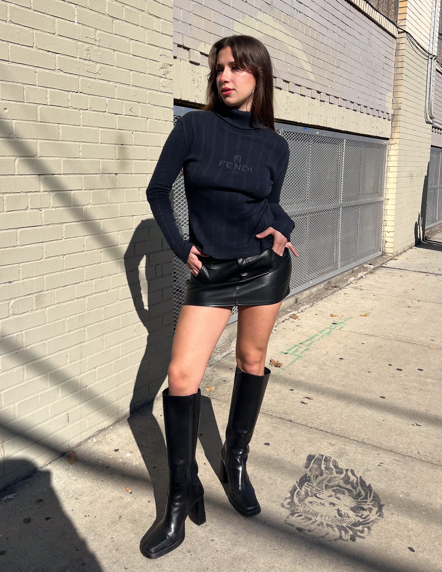 Fendi Jeans Navy Blue Turtleneck