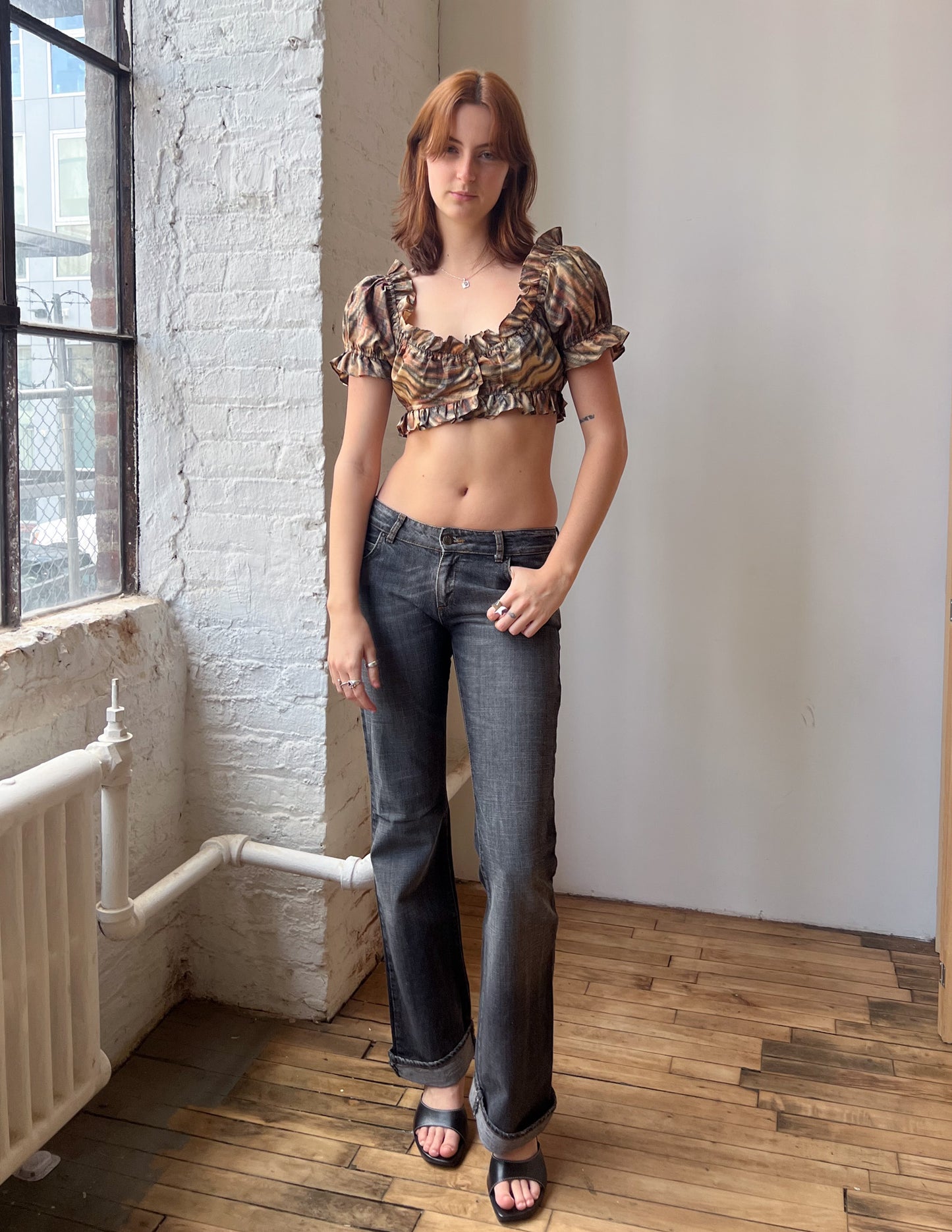 Betsey Johnson Flouncy Sleeve Crop