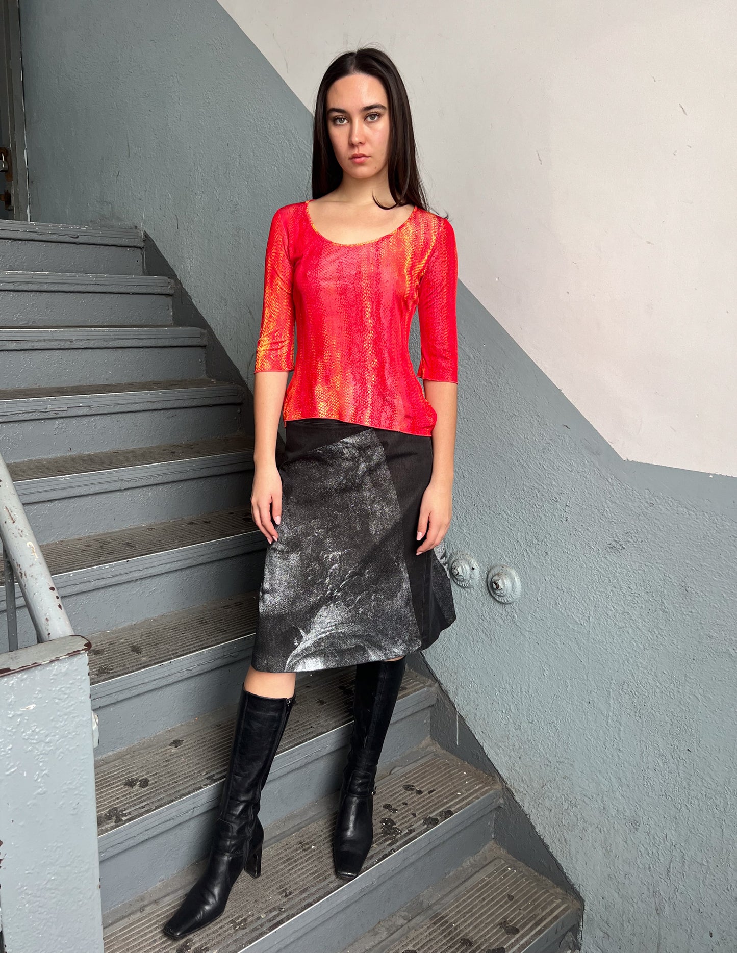 Class Roberto Cavalli Sunset Snakeskin Print Top