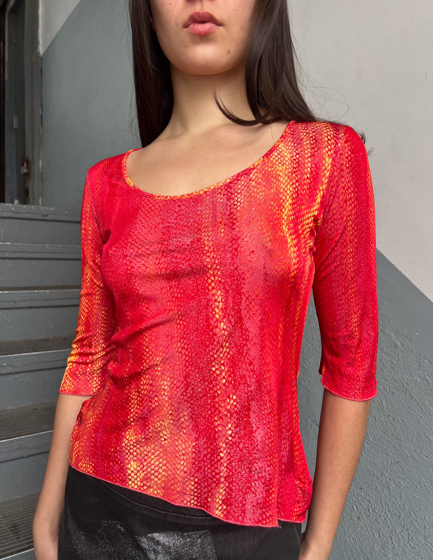 Class Roberto Cavalli Sunset Snakeskin Print Top