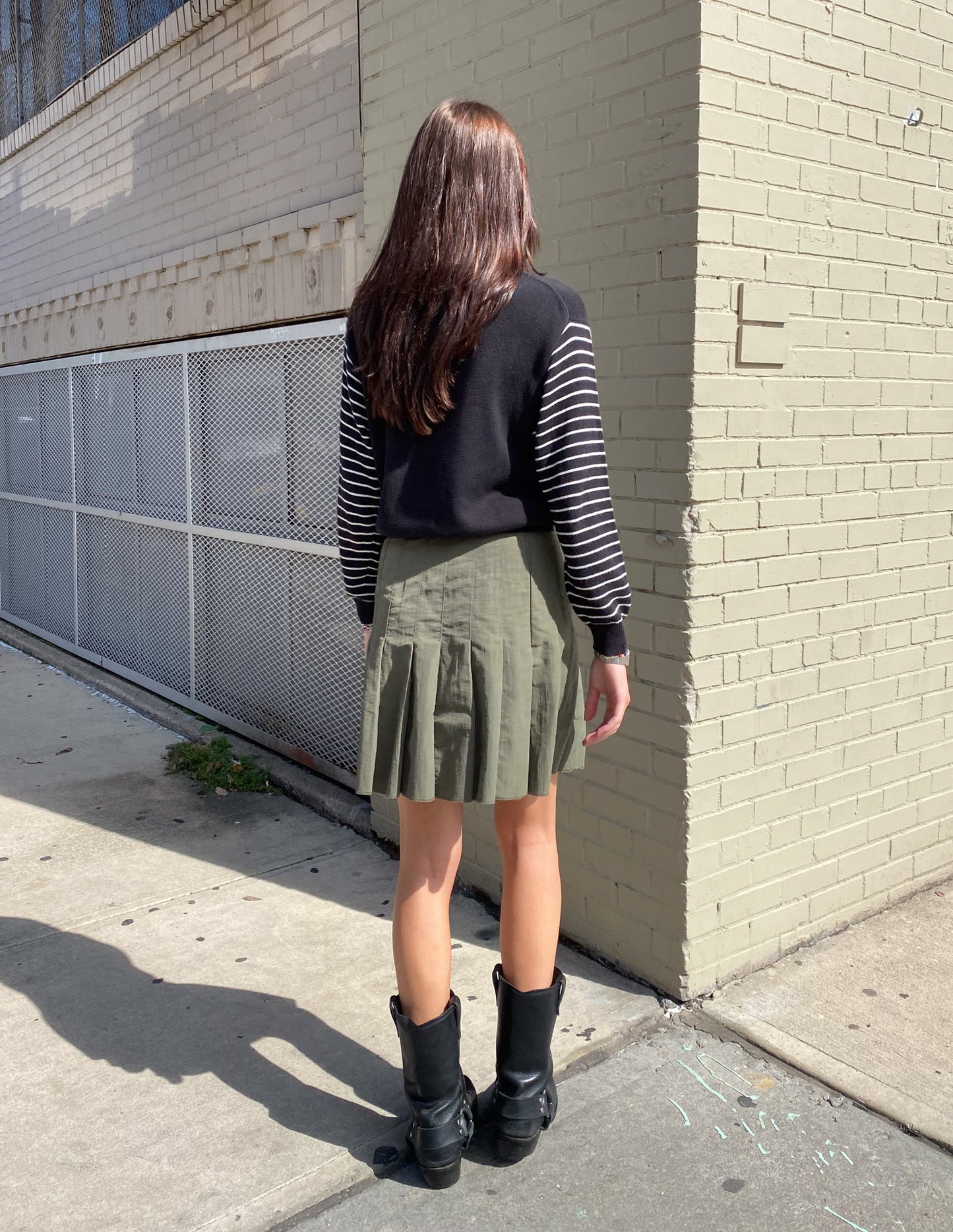 Anna Sui Olive Green Pleated Skirt