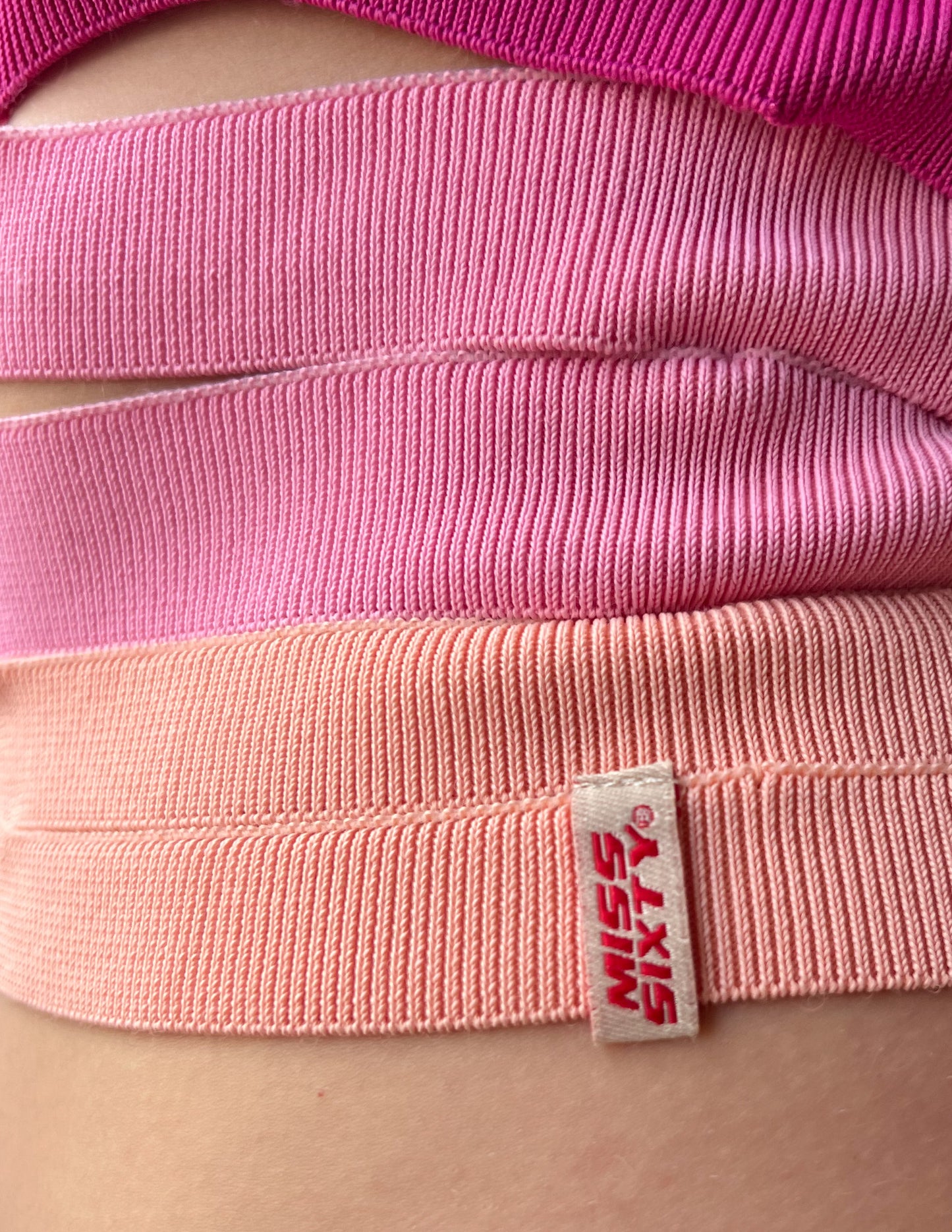 Miss Sixty Pink Cut Out Off Shoulder Top