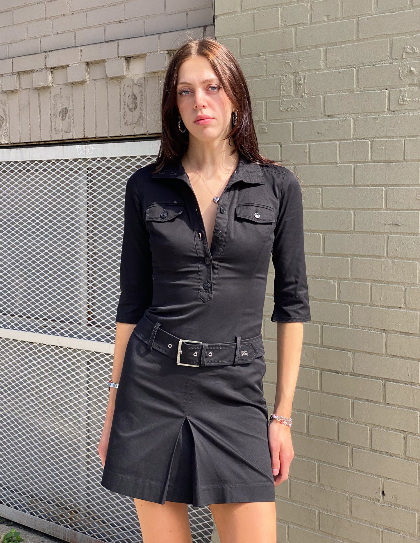 Burberry London Blue Label Black Belted Mini Dress