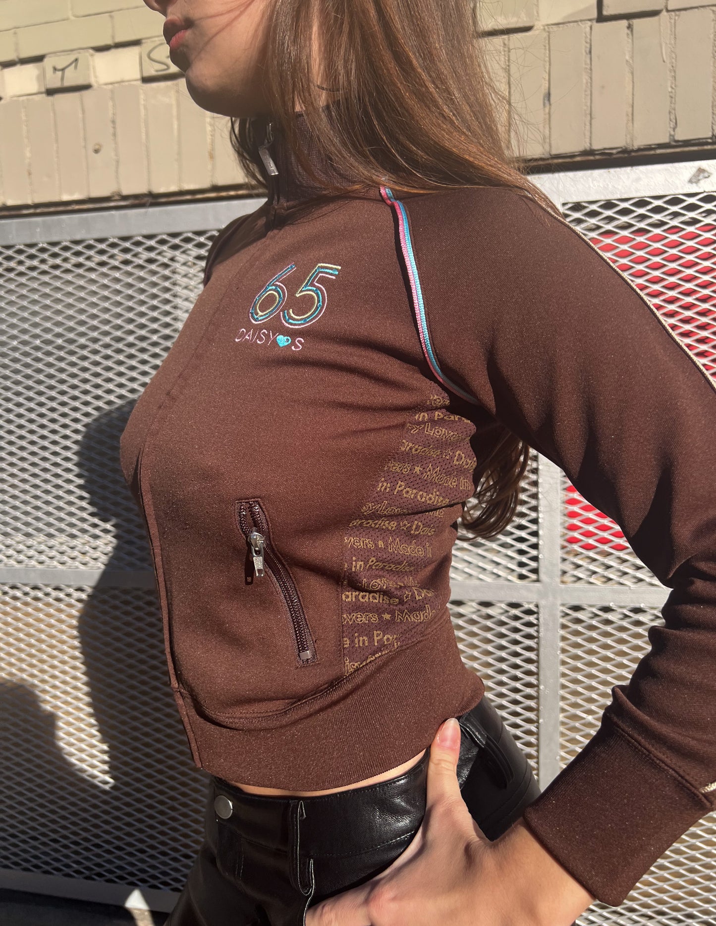 Daisy Lovers Chocolate Brown Zip Up