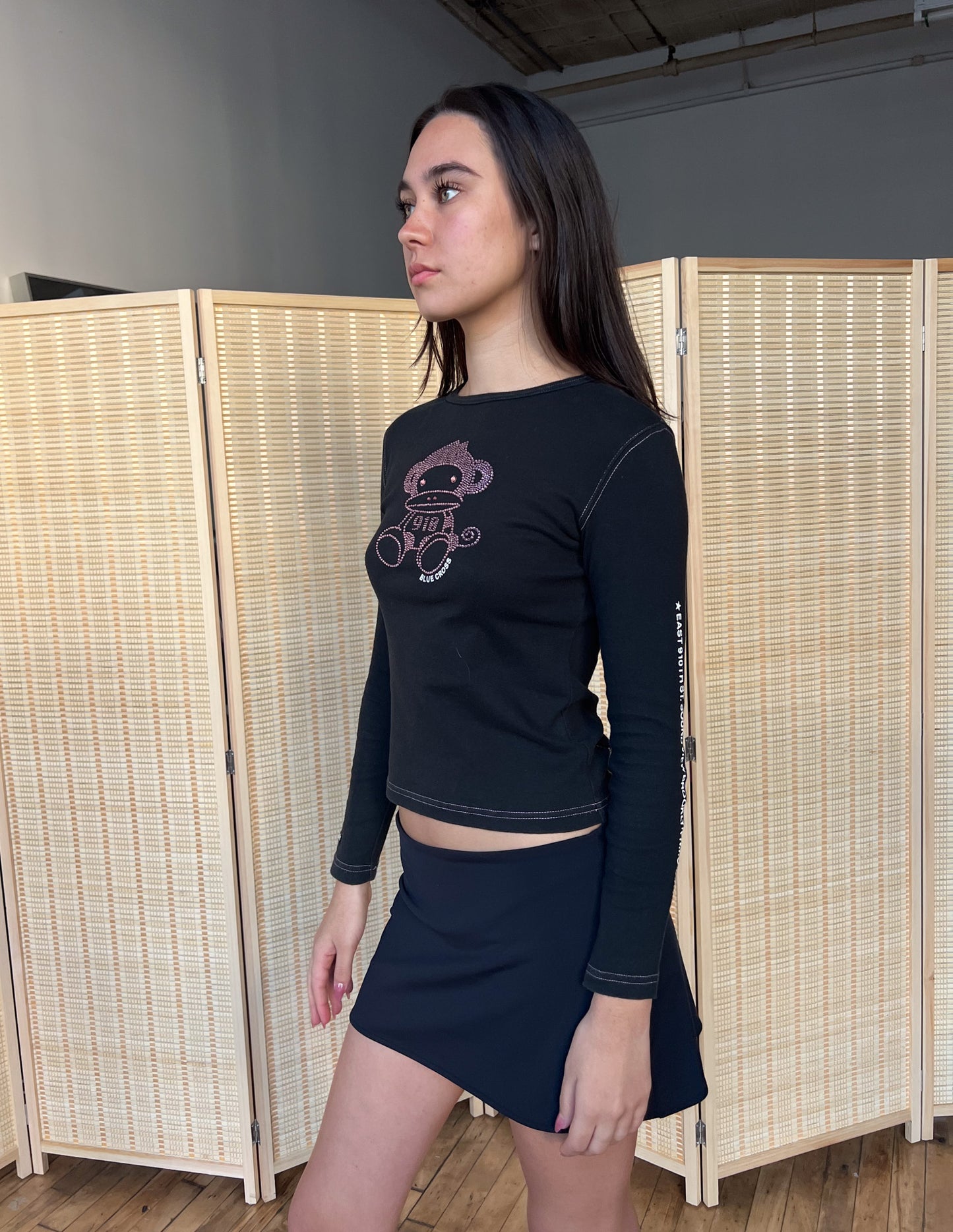 Blue Cross Spicy Label Rhinestone Detail Long Sleeve