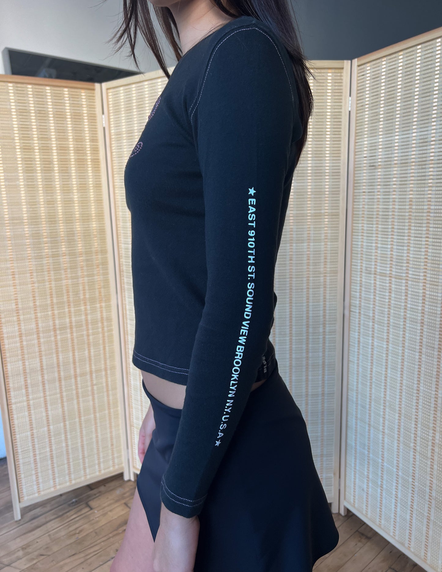 Blue Cross Spicy Label Rhinestone Detail Long Sleeve