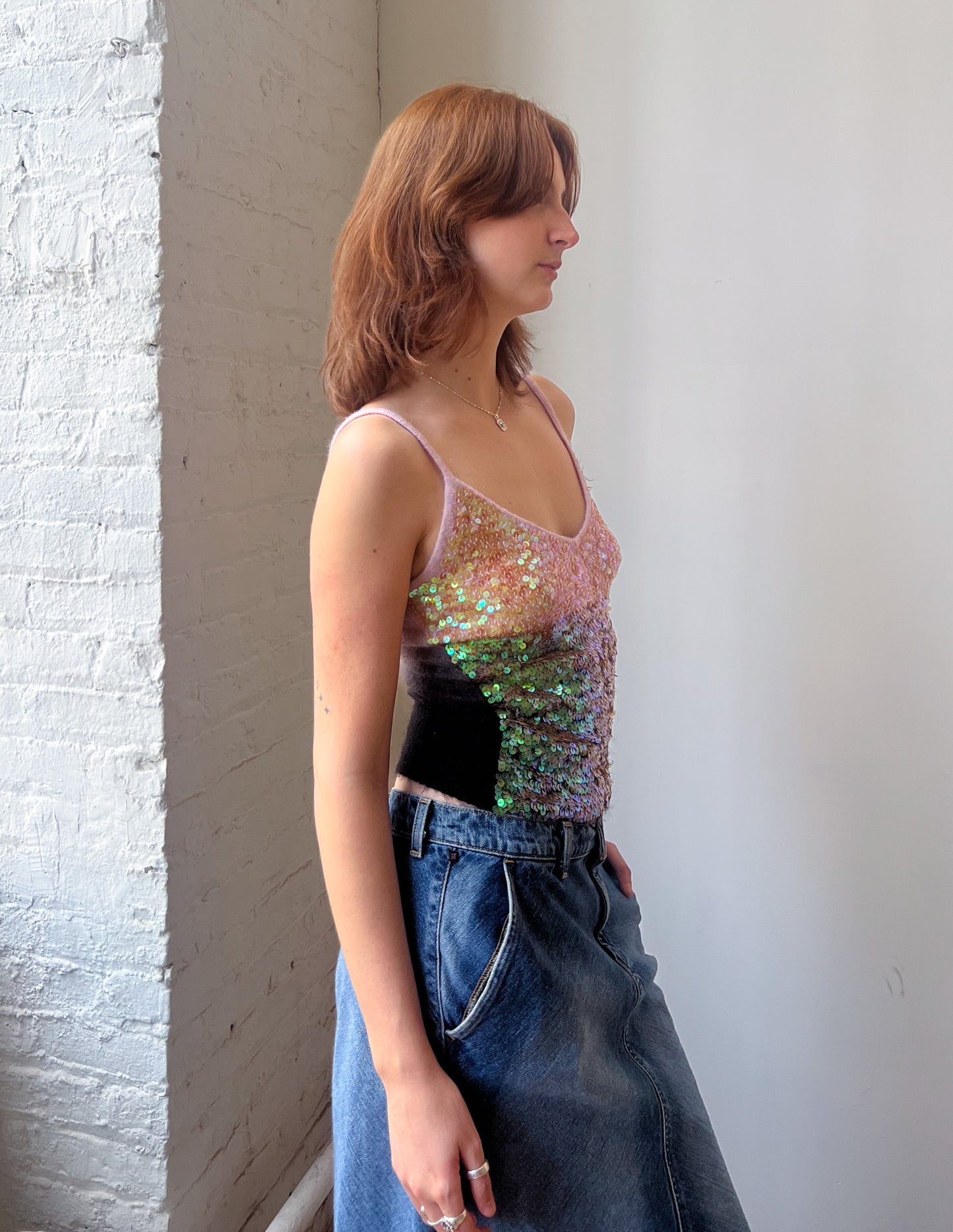 Gradient Sequin Knit Mohair Tank