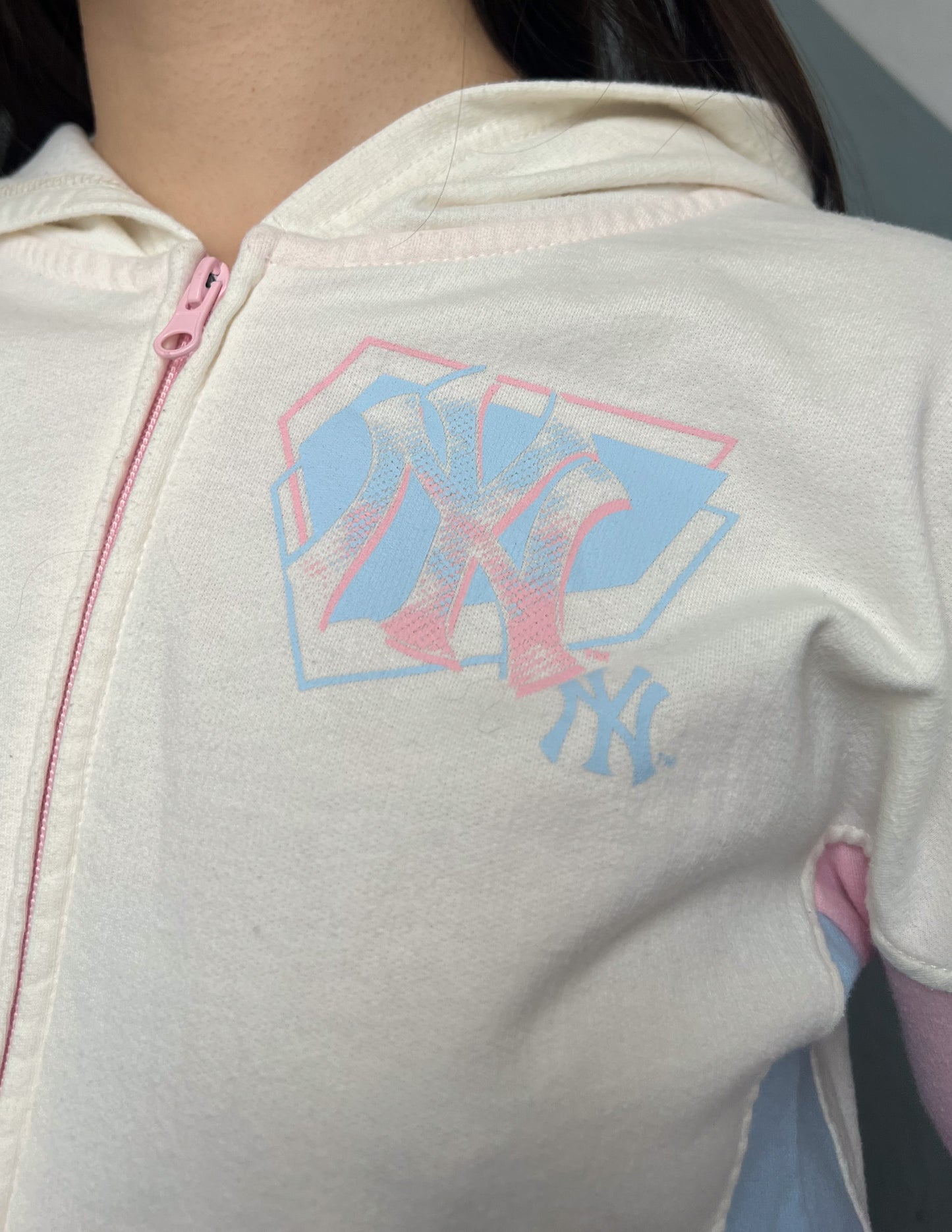 Vtg New York Yankees Pastel Zip Up Hoodie