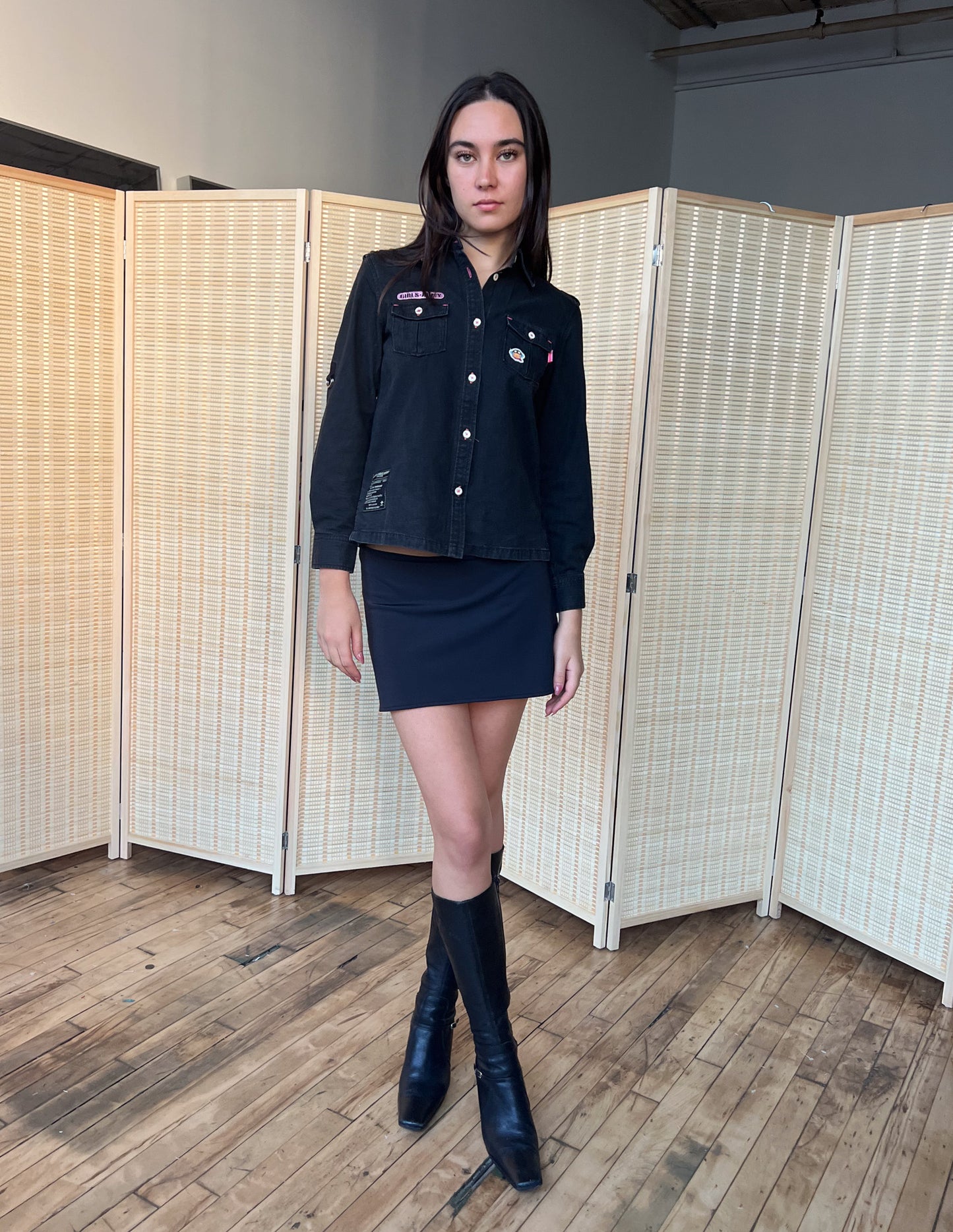 Blue Cross Girls Army Black Collared Blouse