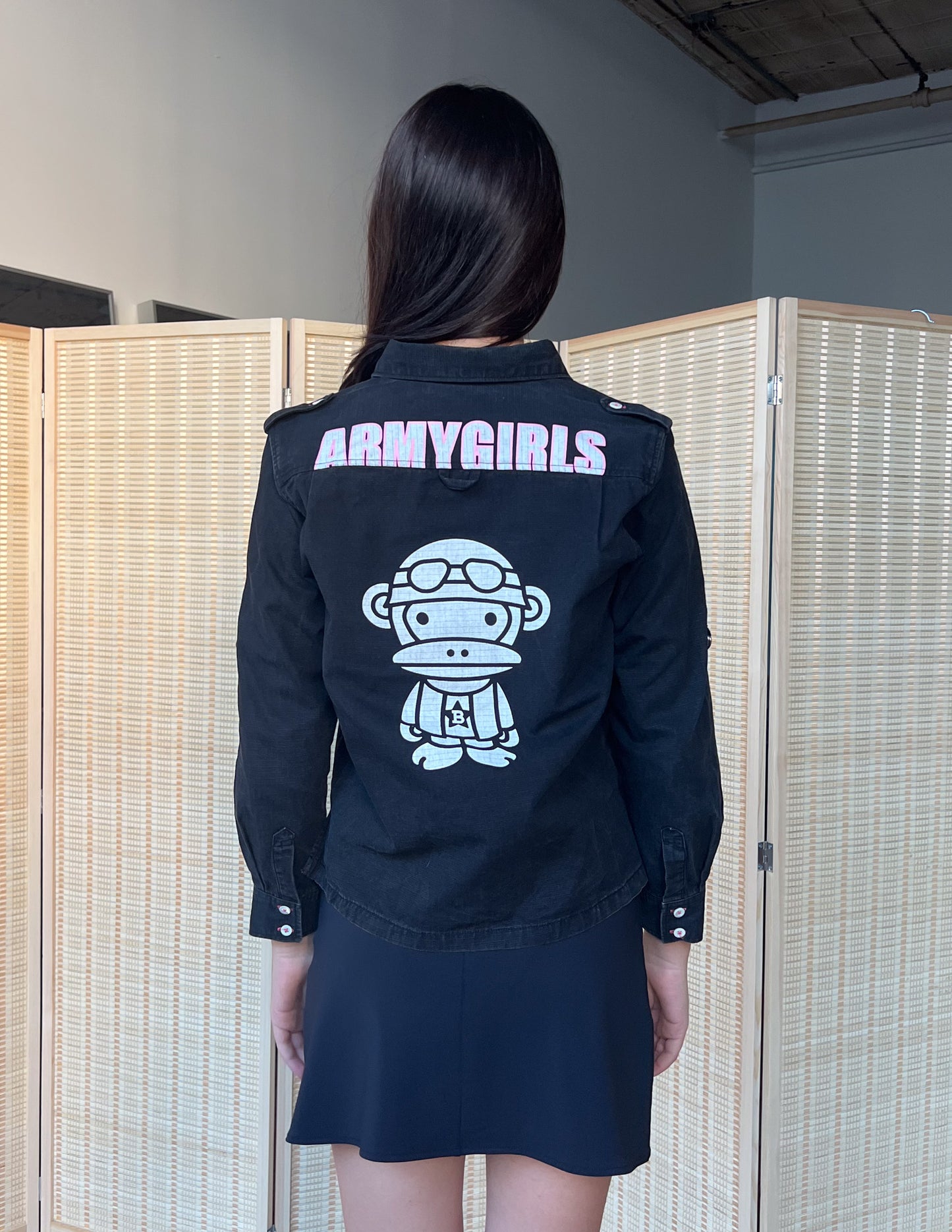 Blue Cross Girls Army Black Collared Blouse