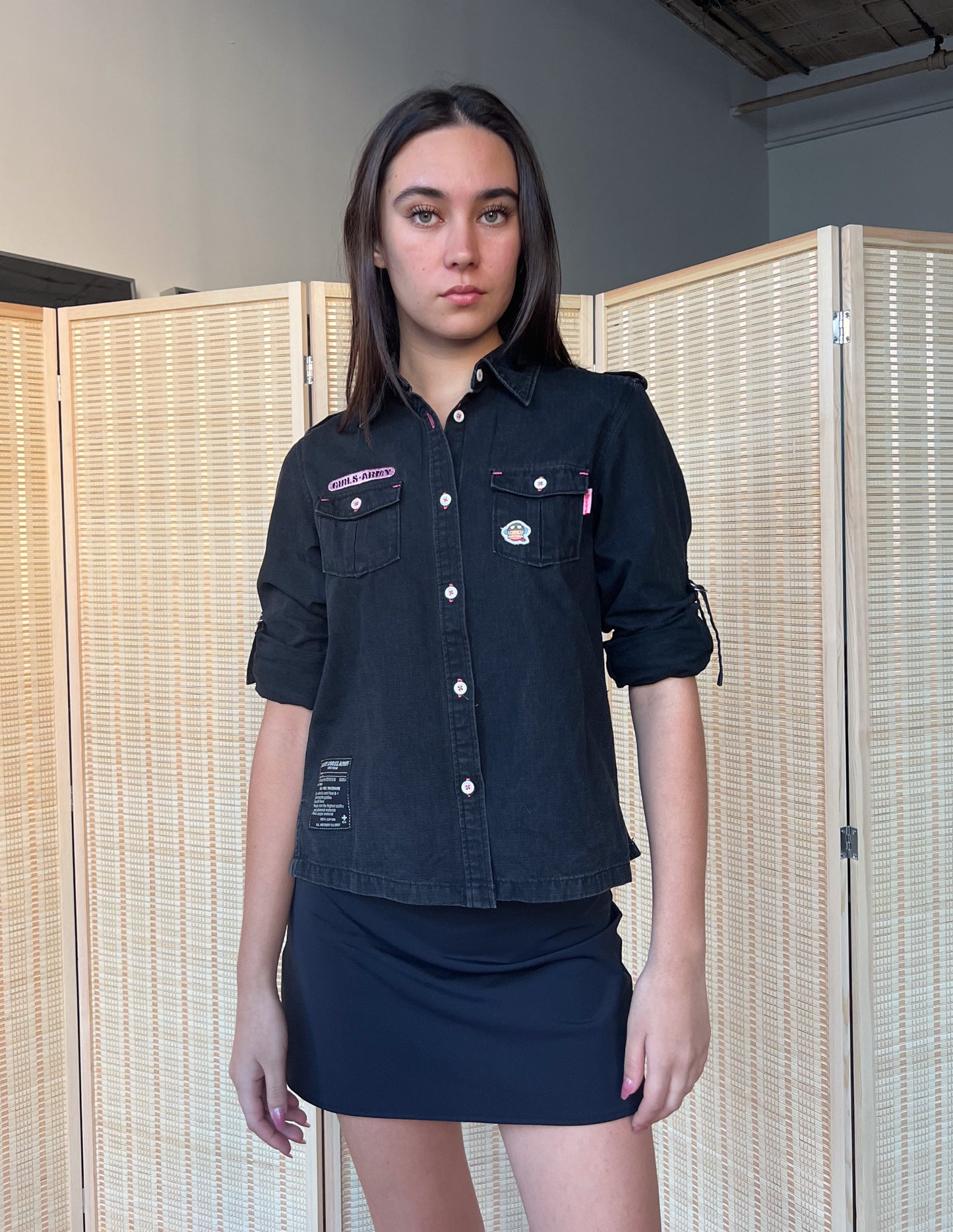 Blue Cross Girls Army Black Collared Blouse