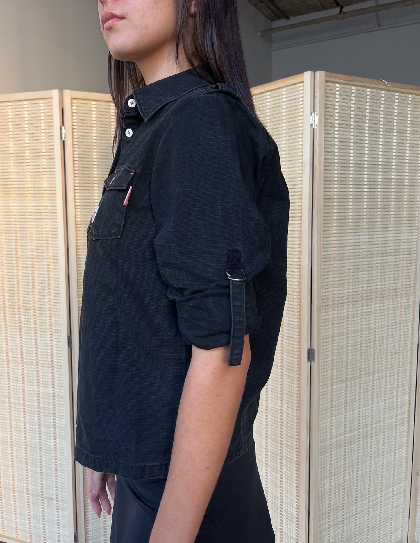 Blue Cross Girls Army Black Collared Blouse