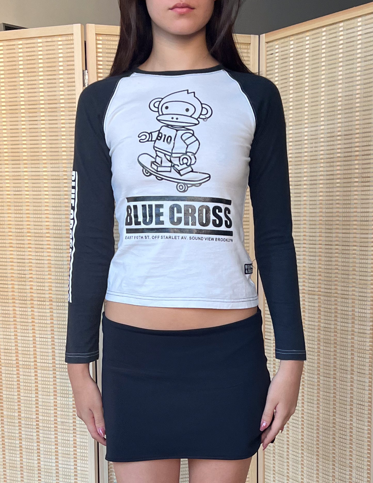 Blue Cross Monkey Graphic Long Sleeve Tee