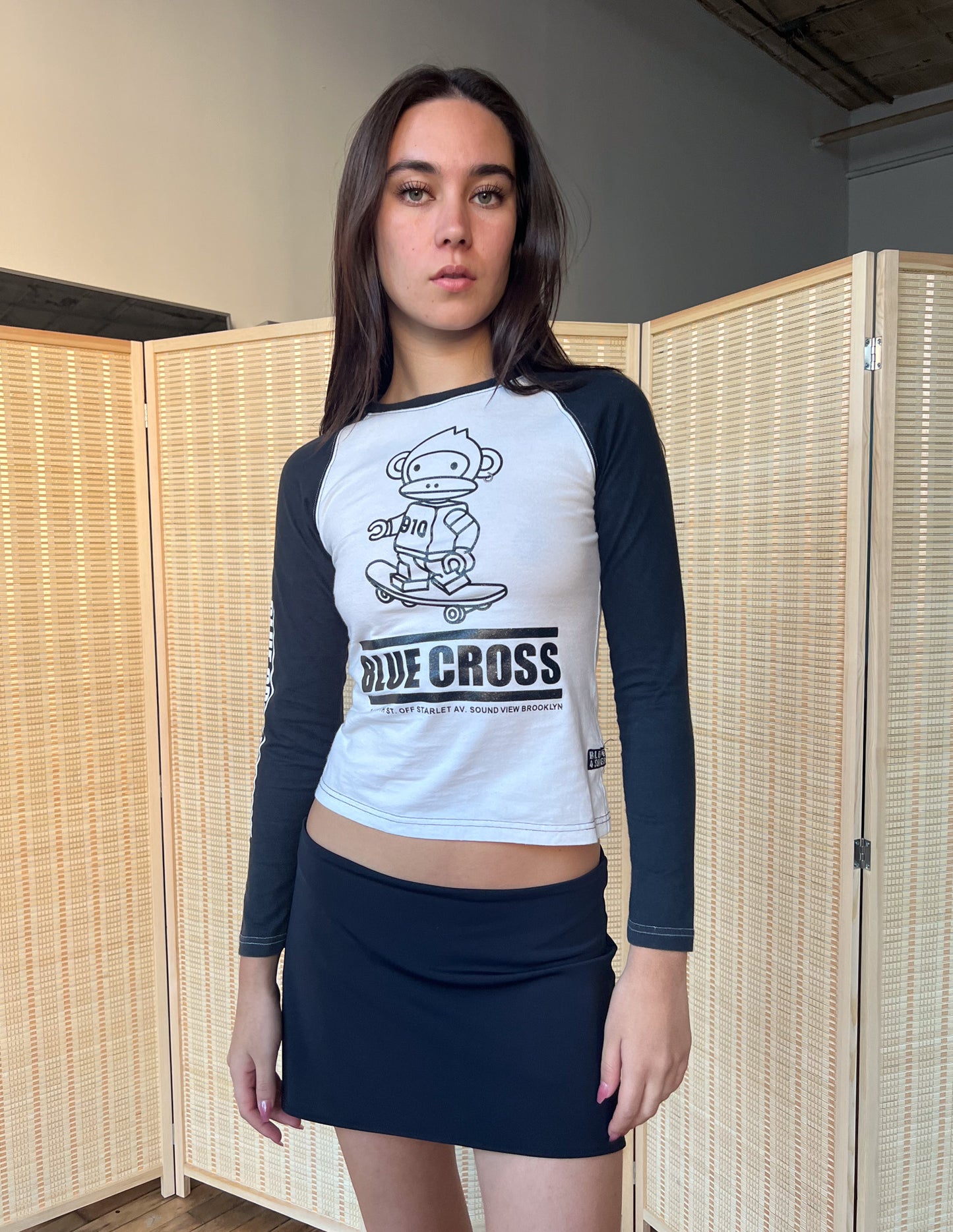 Blue Cross Monkey Graphic Long Sleeve Tee