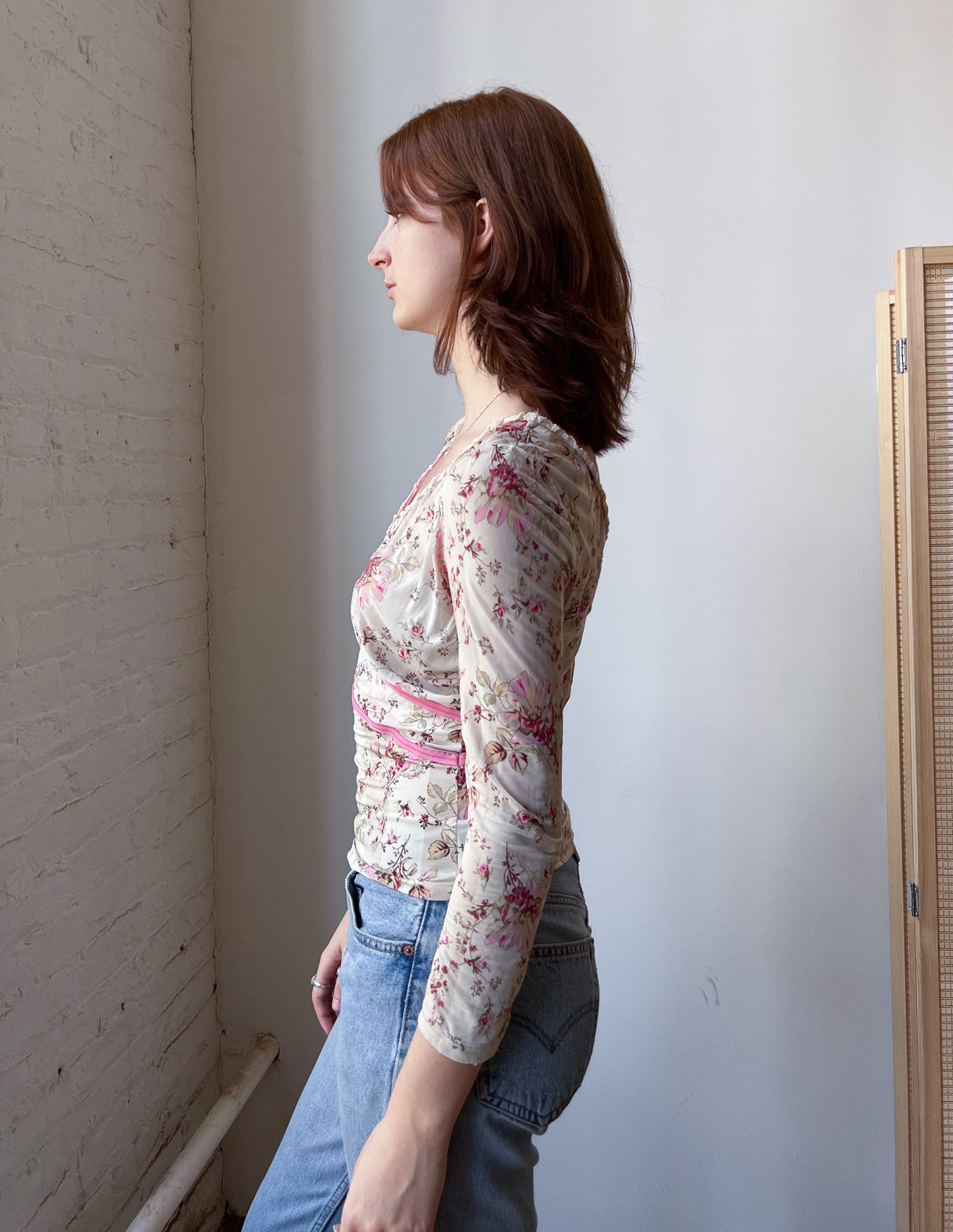 Blumarine Floral Semi Sheer Blouse
