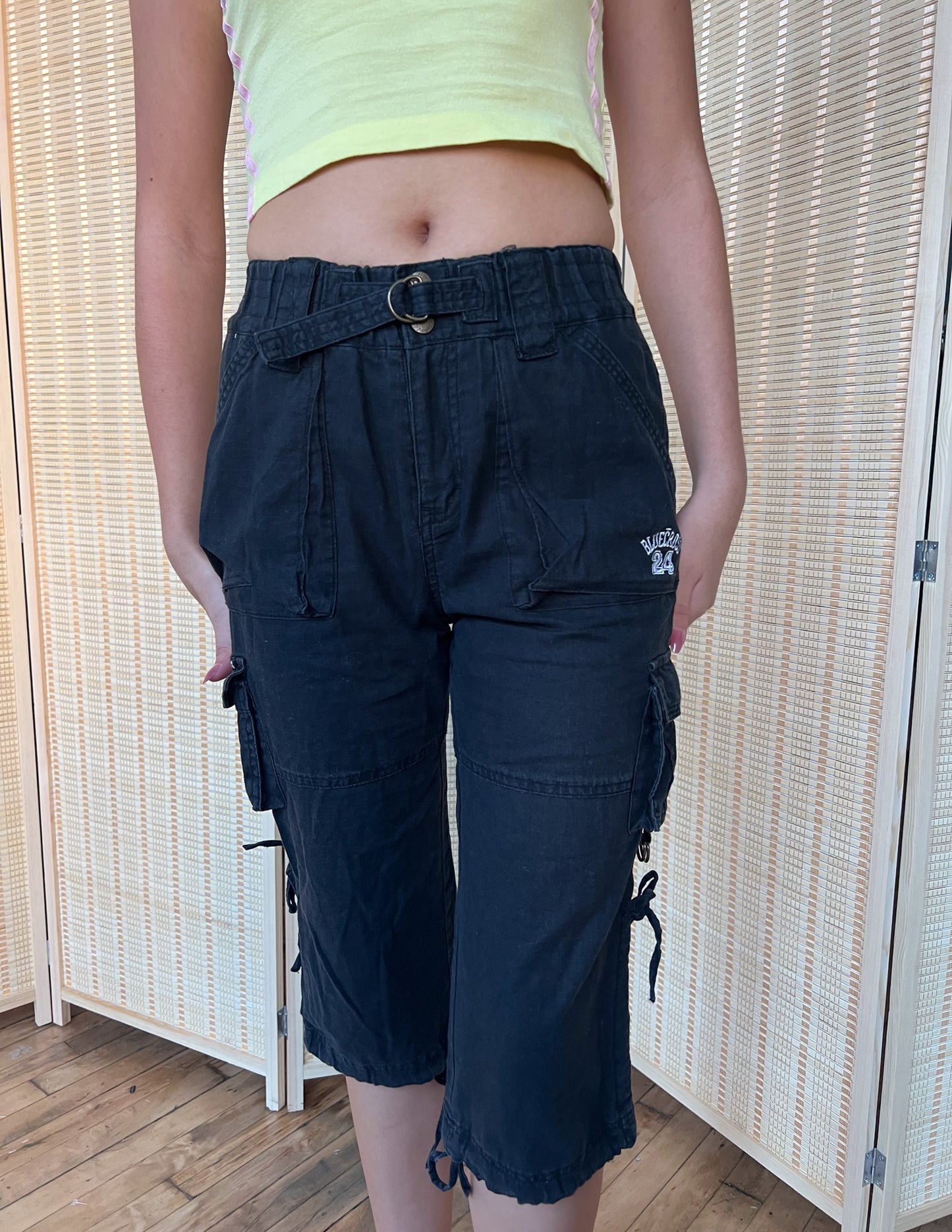 Blue Cross Black Cargo Capris