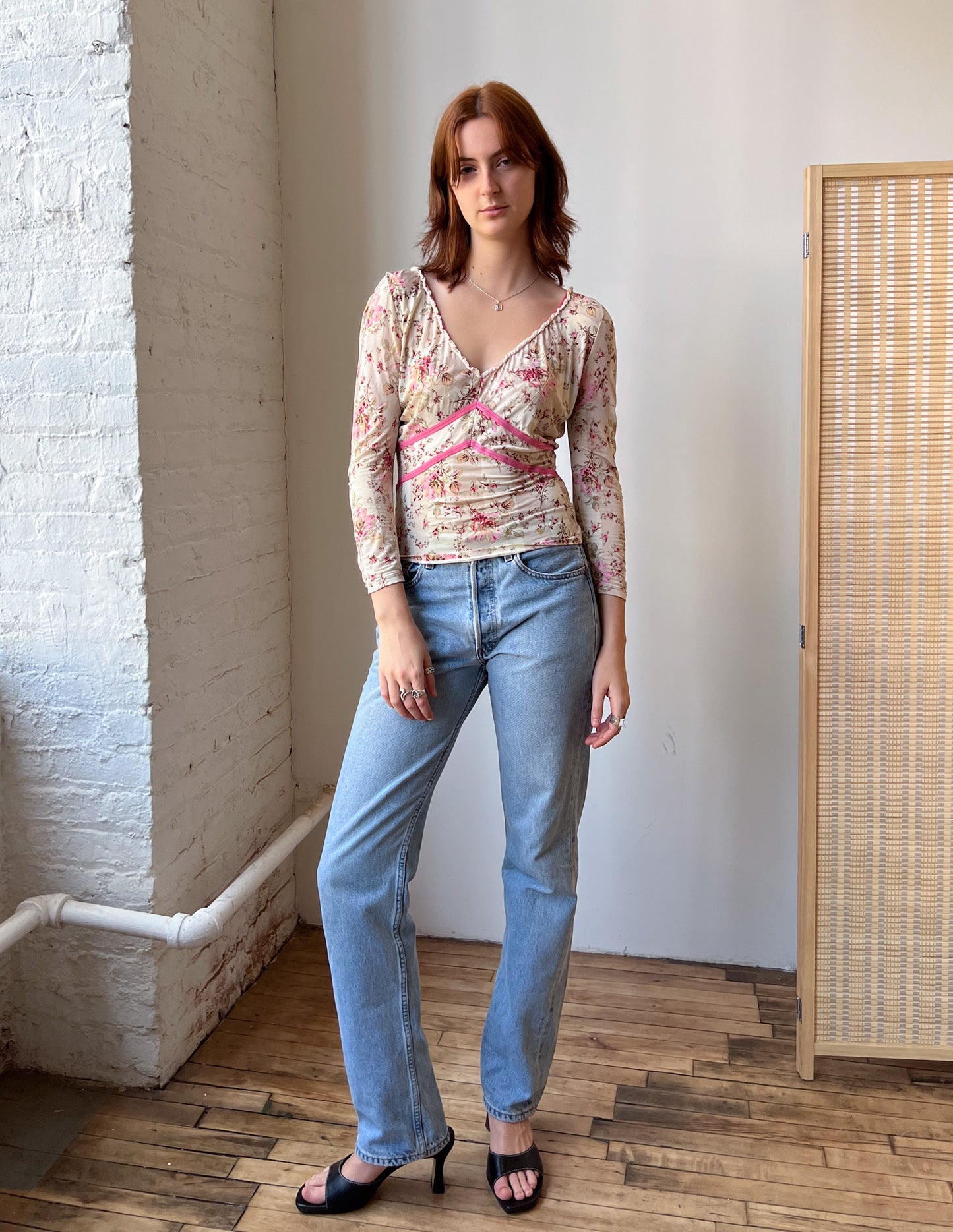 Blumarine Floral Semi Sheer Blouse