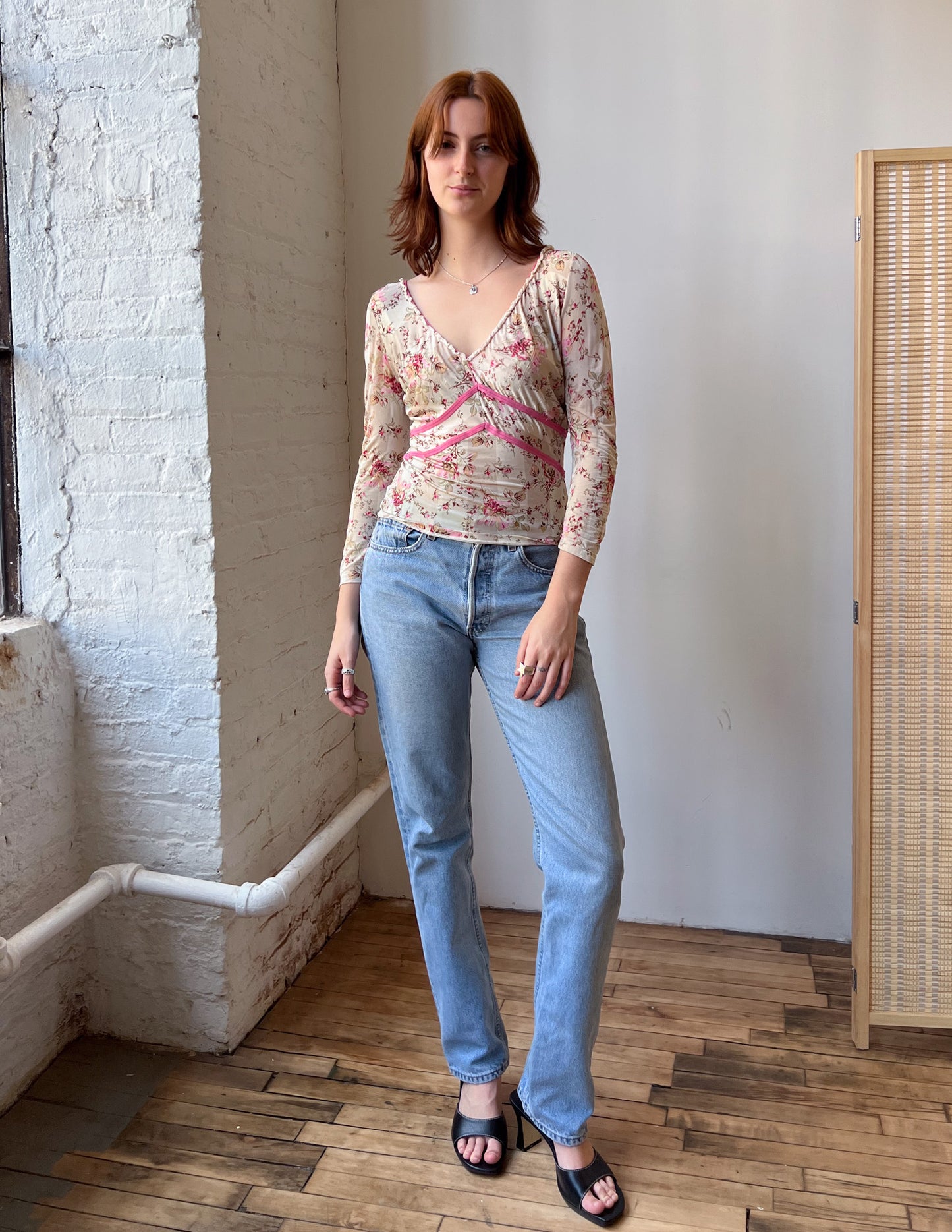 Blumarine Floral Semi Sheer Blouse
